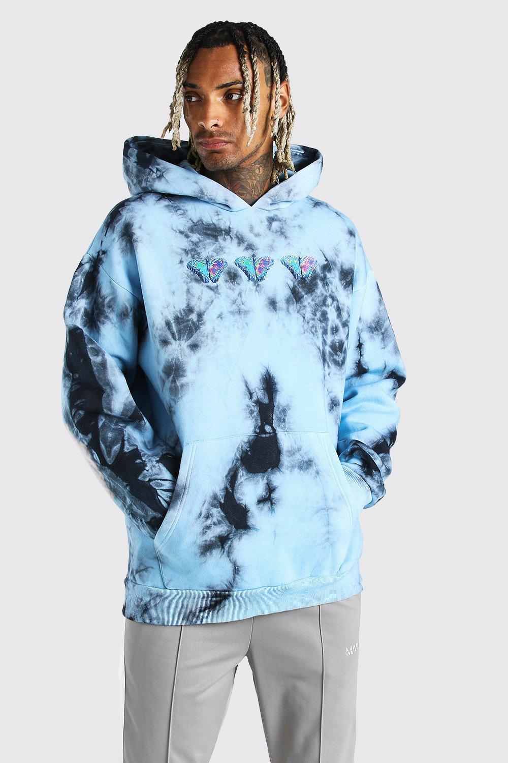 Tie dye hoodie with butterfly sale