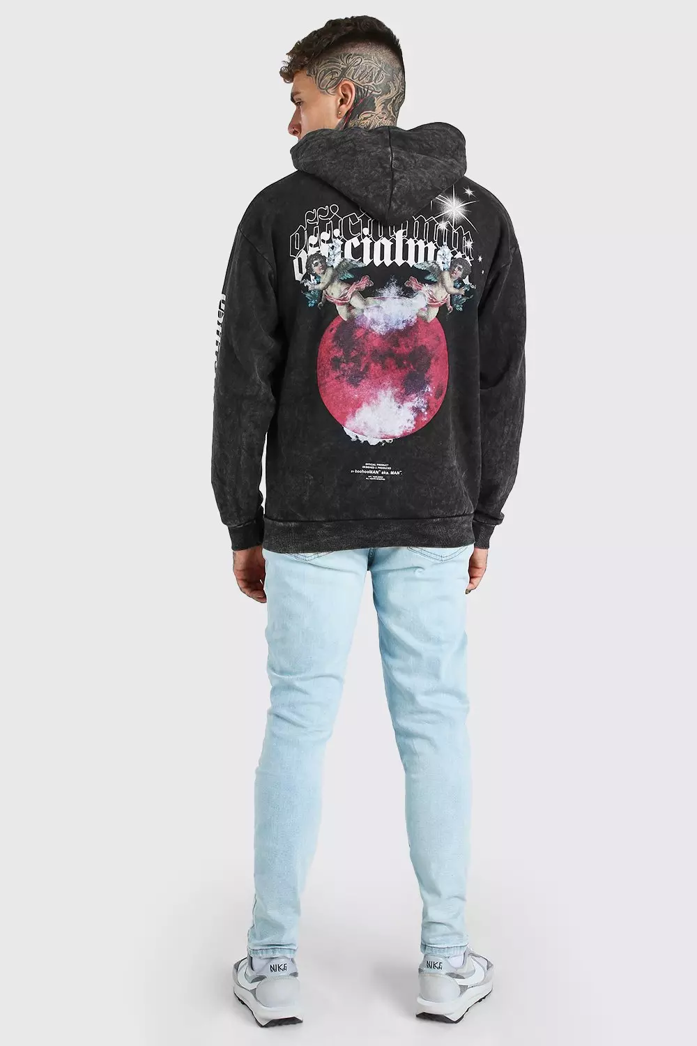 Boohooman acid wash online hoodie