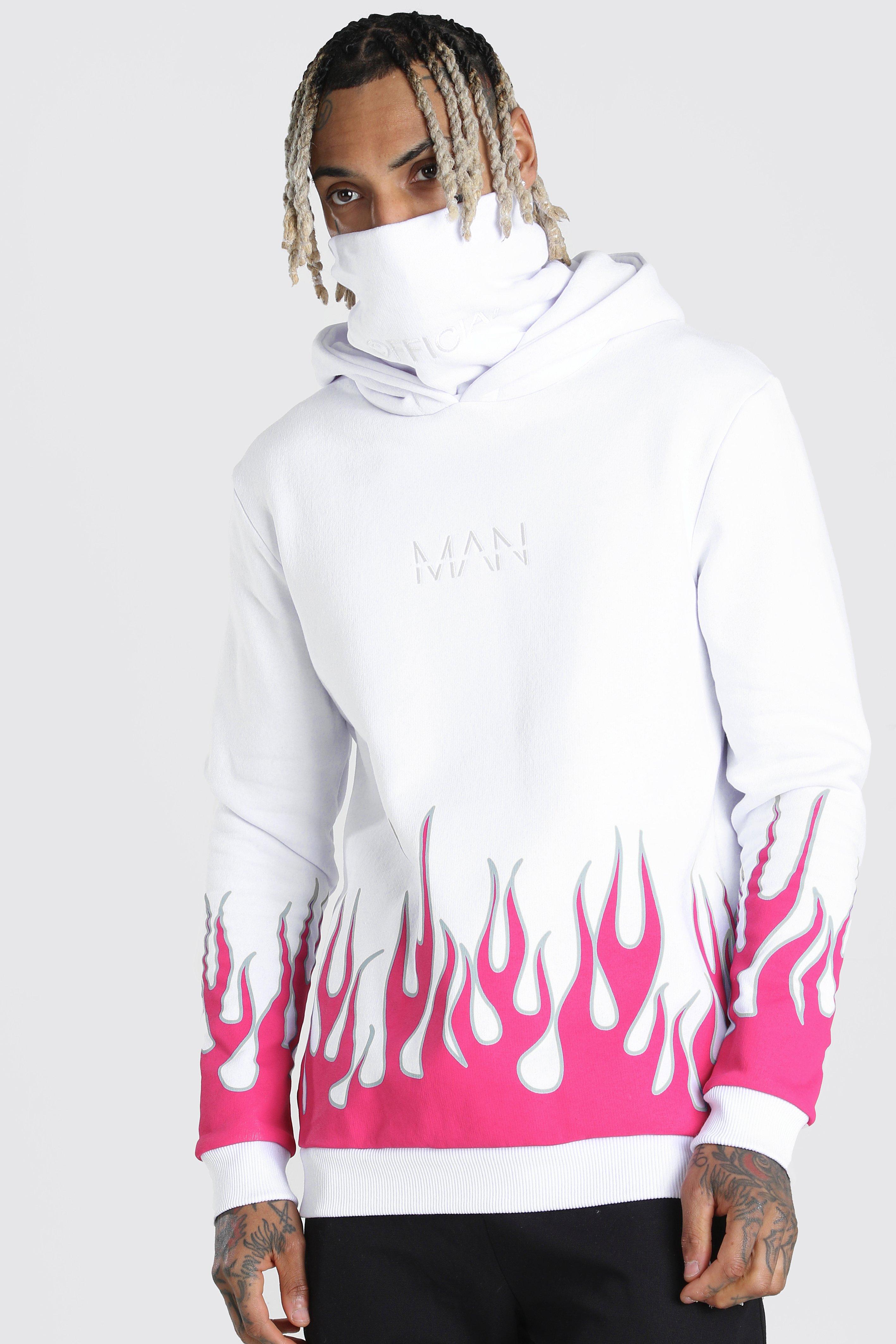 boohooman hoodie with man print in white