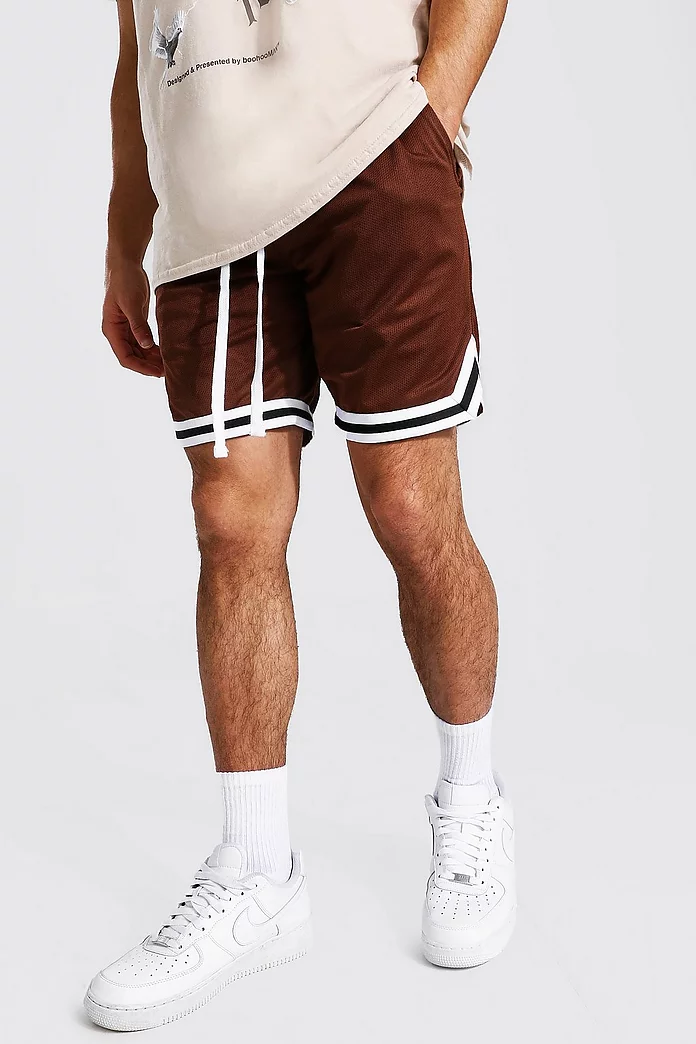 Mesh Basketball Shorts With Tape