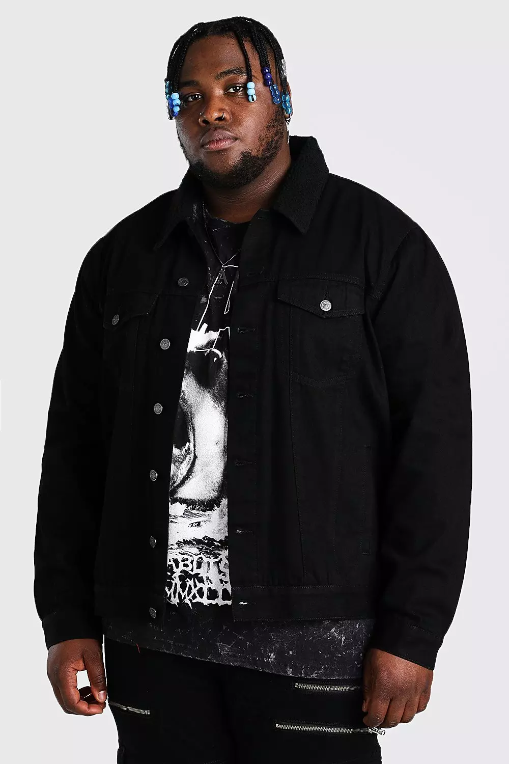 plus size black denim jackets