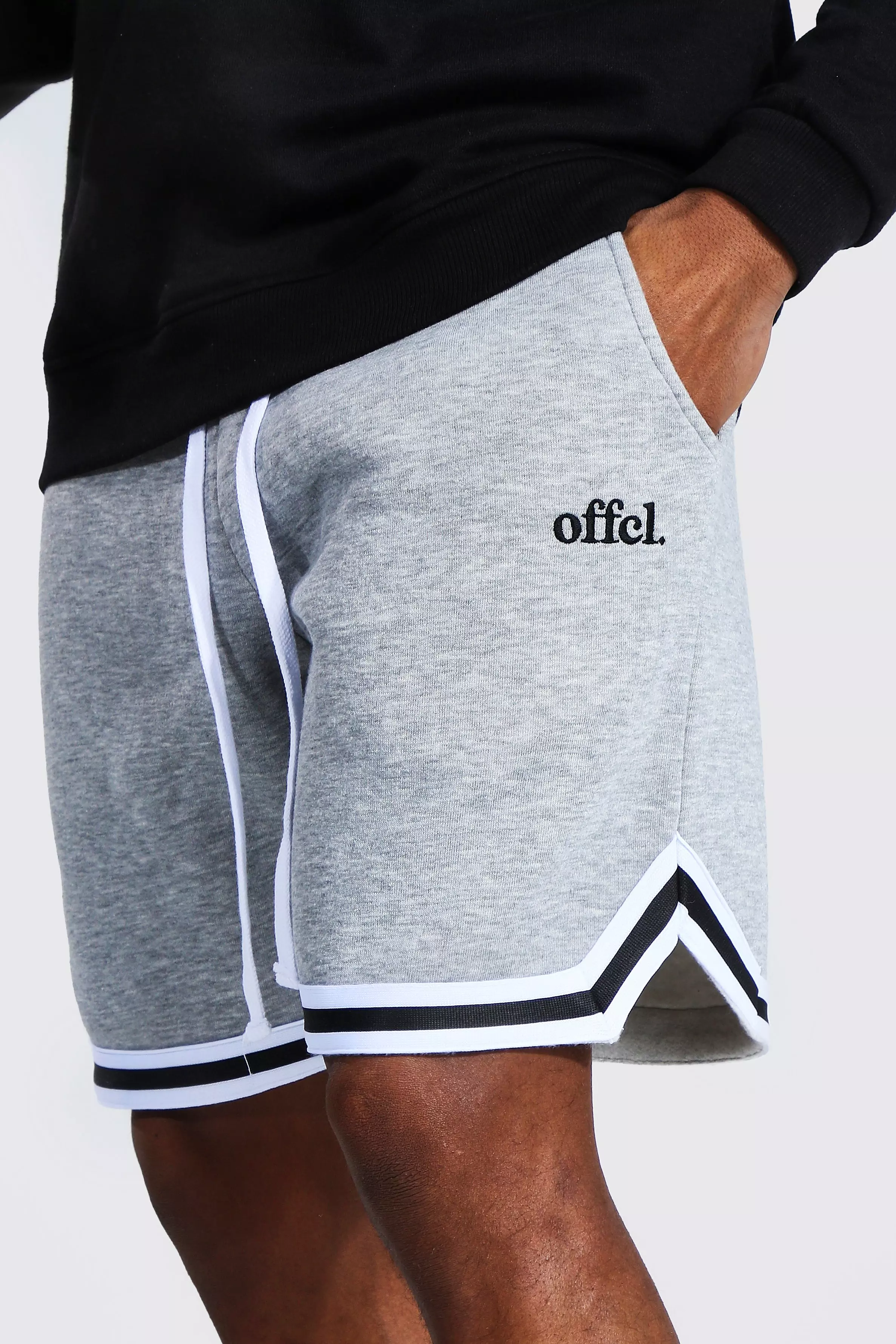 Offcl Basketball Jersey Shorts With Tape | boohooMAN USA