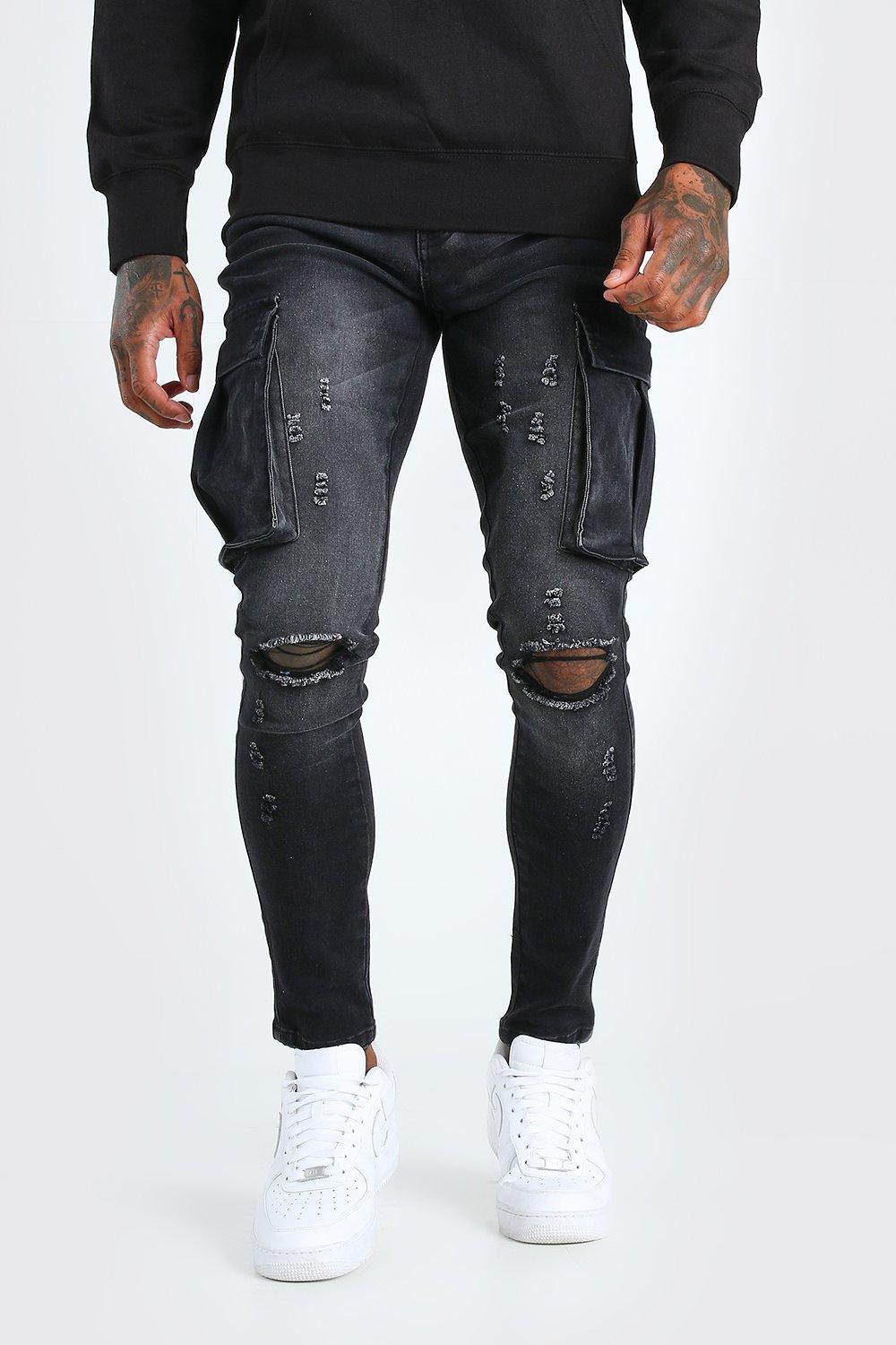 fitted cargo jeans