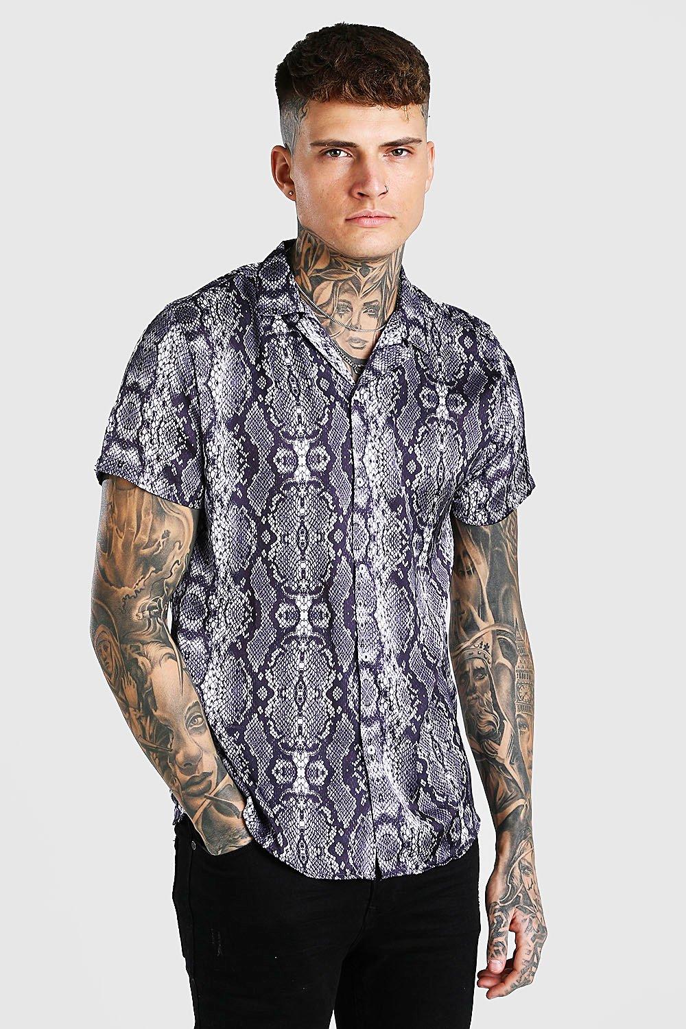 snake print satin blouse