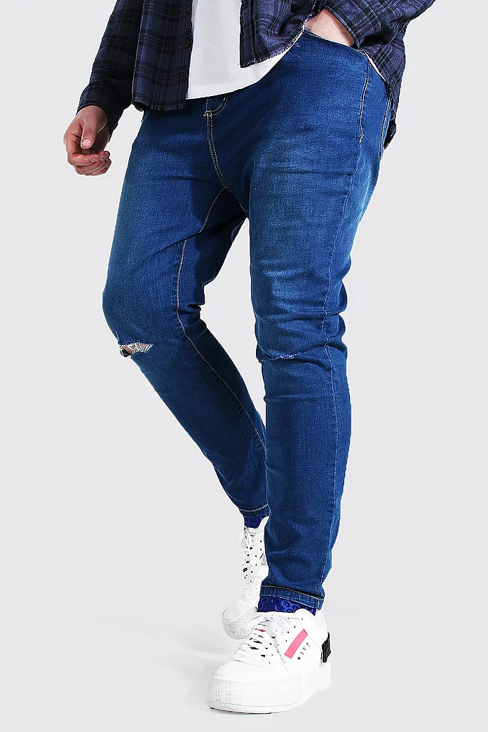 software Forfølge Anzai Plus Size Super Skinny Knee Slit Jeans | boohooMAN USA