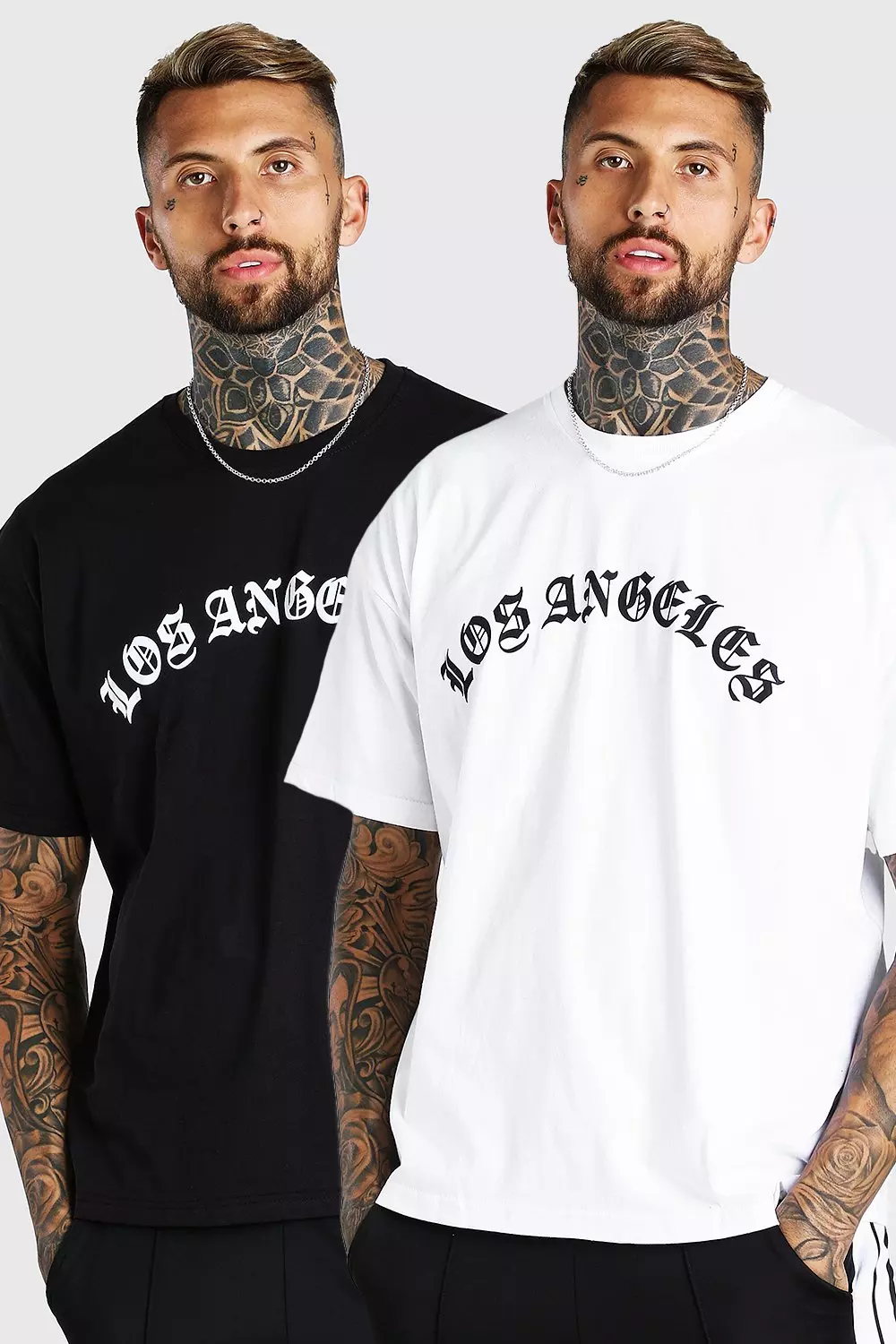 2 Pack Oversized Los Angeles Print T-Shirt
