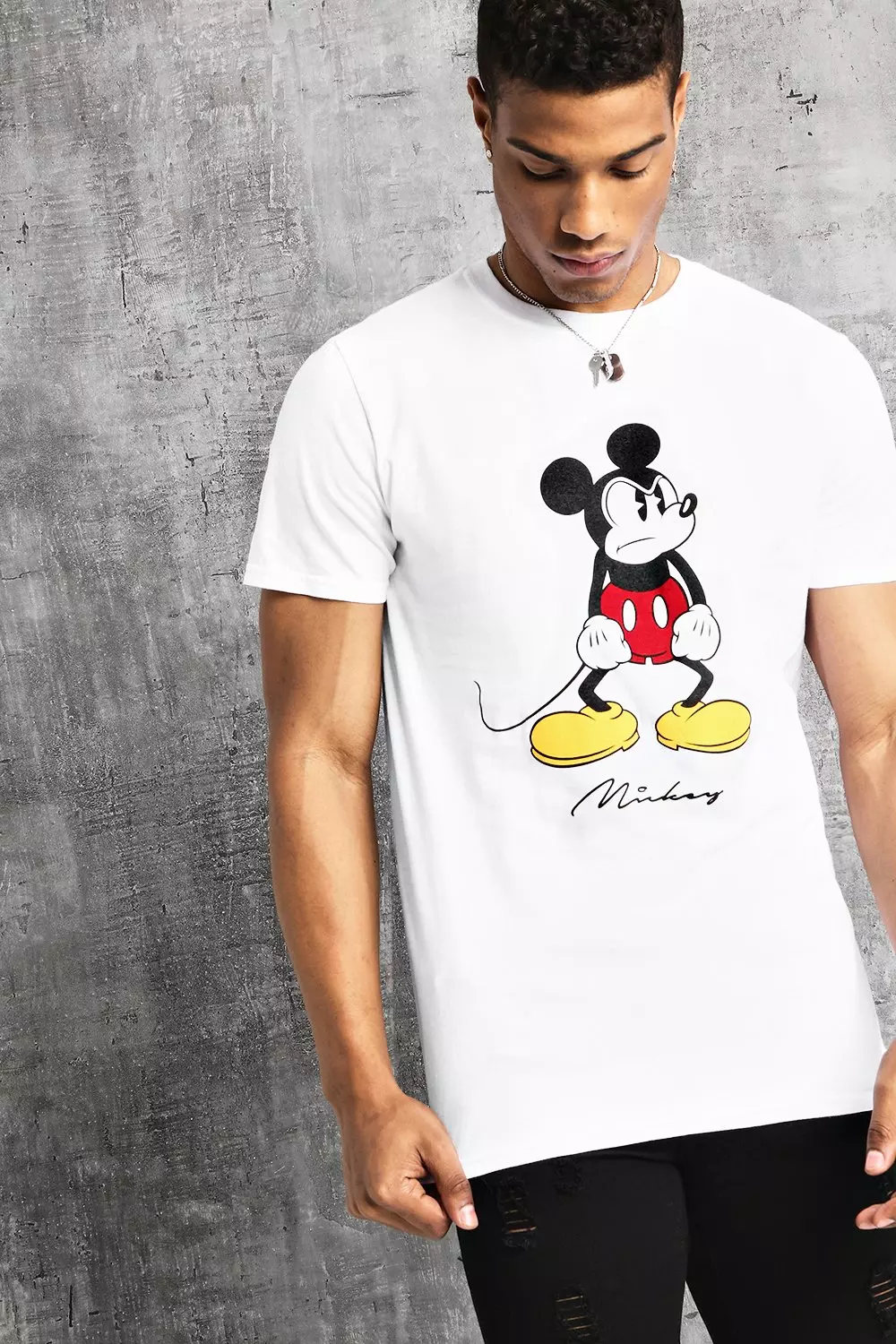 Disney Angry Mickey Print T-Shirt | boohooMAN USA