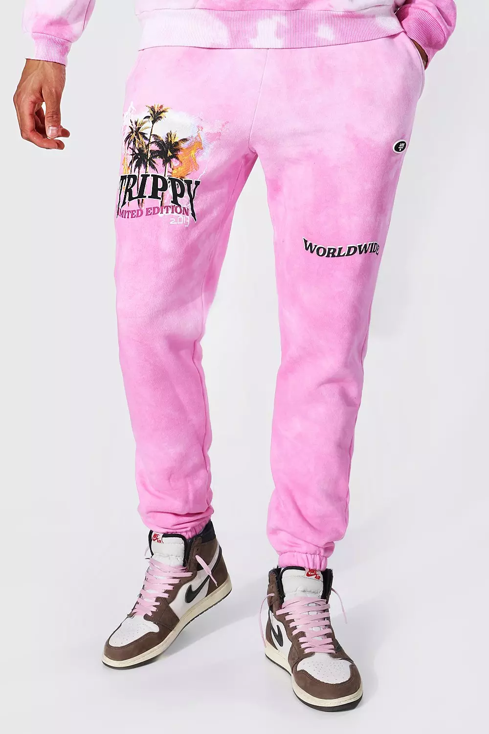 Tall Regular Fit Trippy Skull Tie Dye Joggers