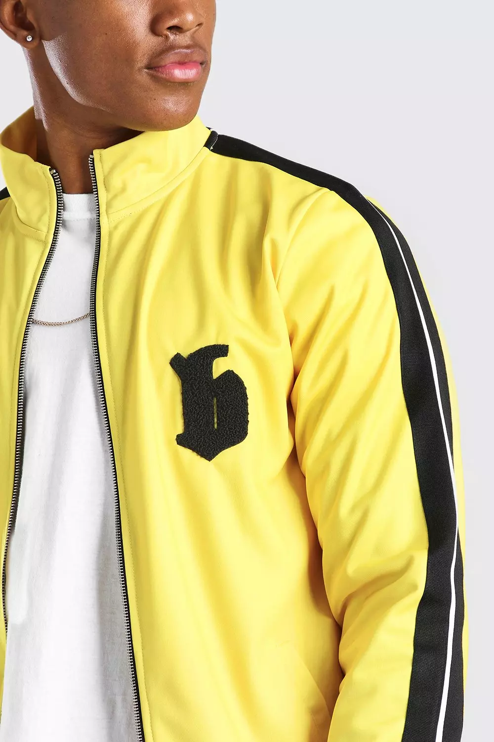 Jackets & Coats, Boohooman X Dababy Yellow Oversized Custom Varsity Jacket  With Patches