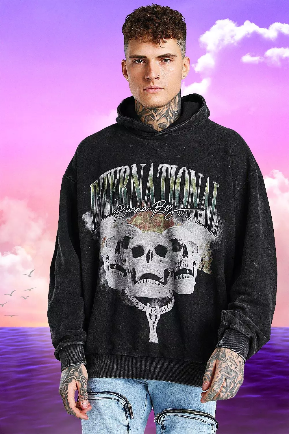 Boohooman acid best sale wash hoodie