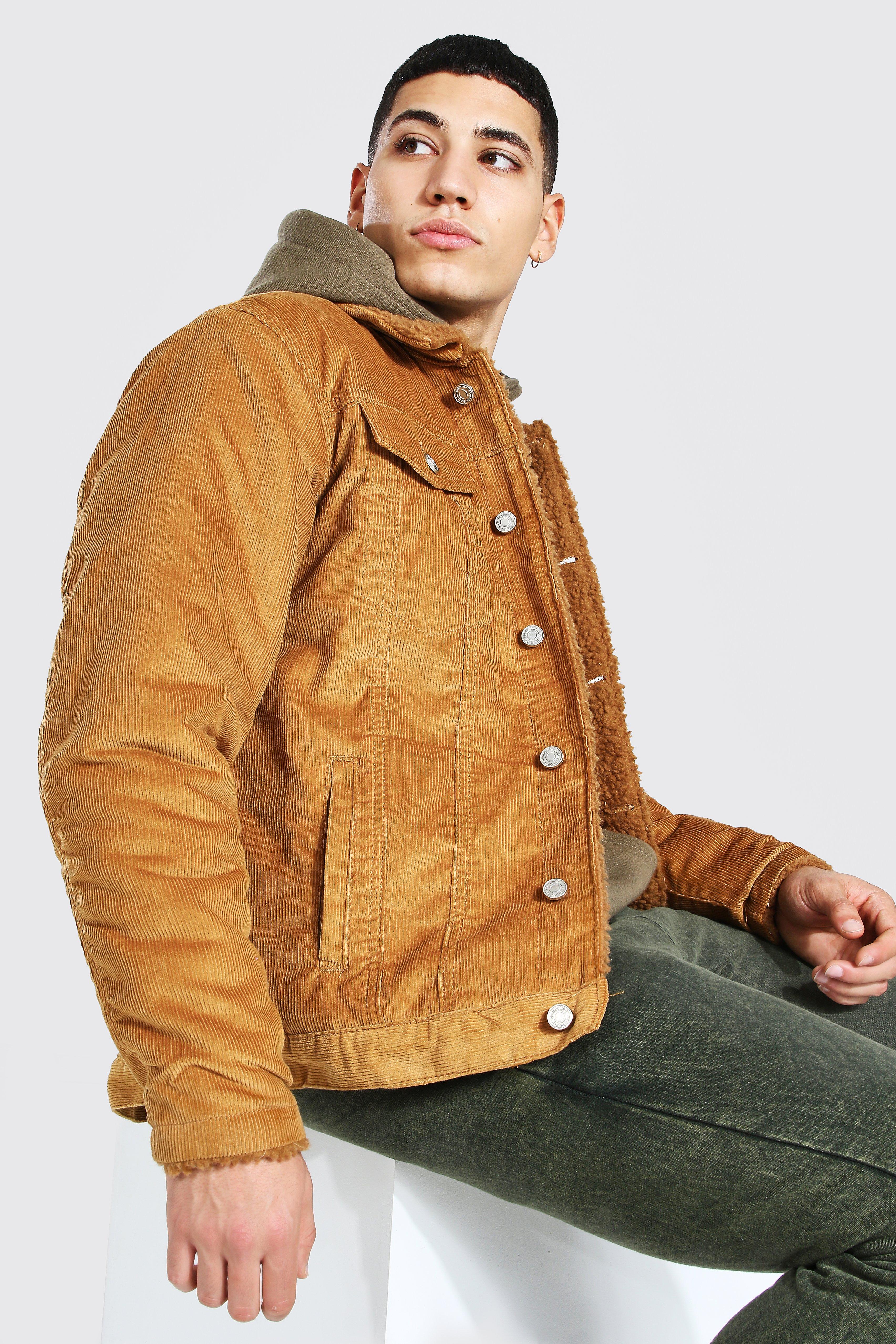 borg lined corduroy jacket mens