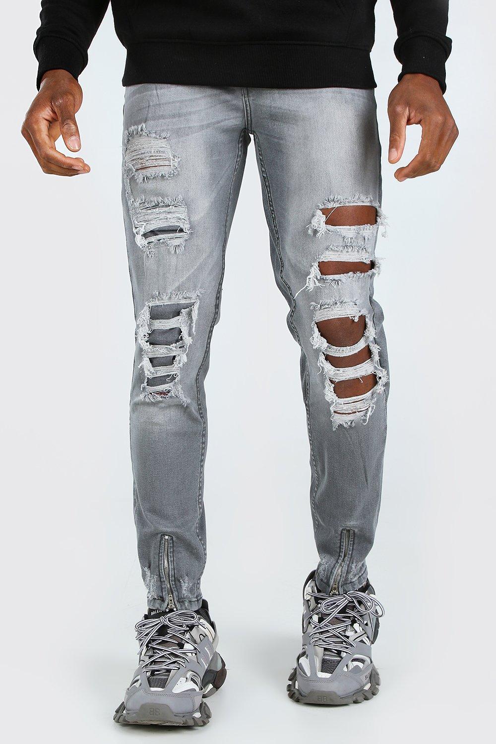 over distressed jeans