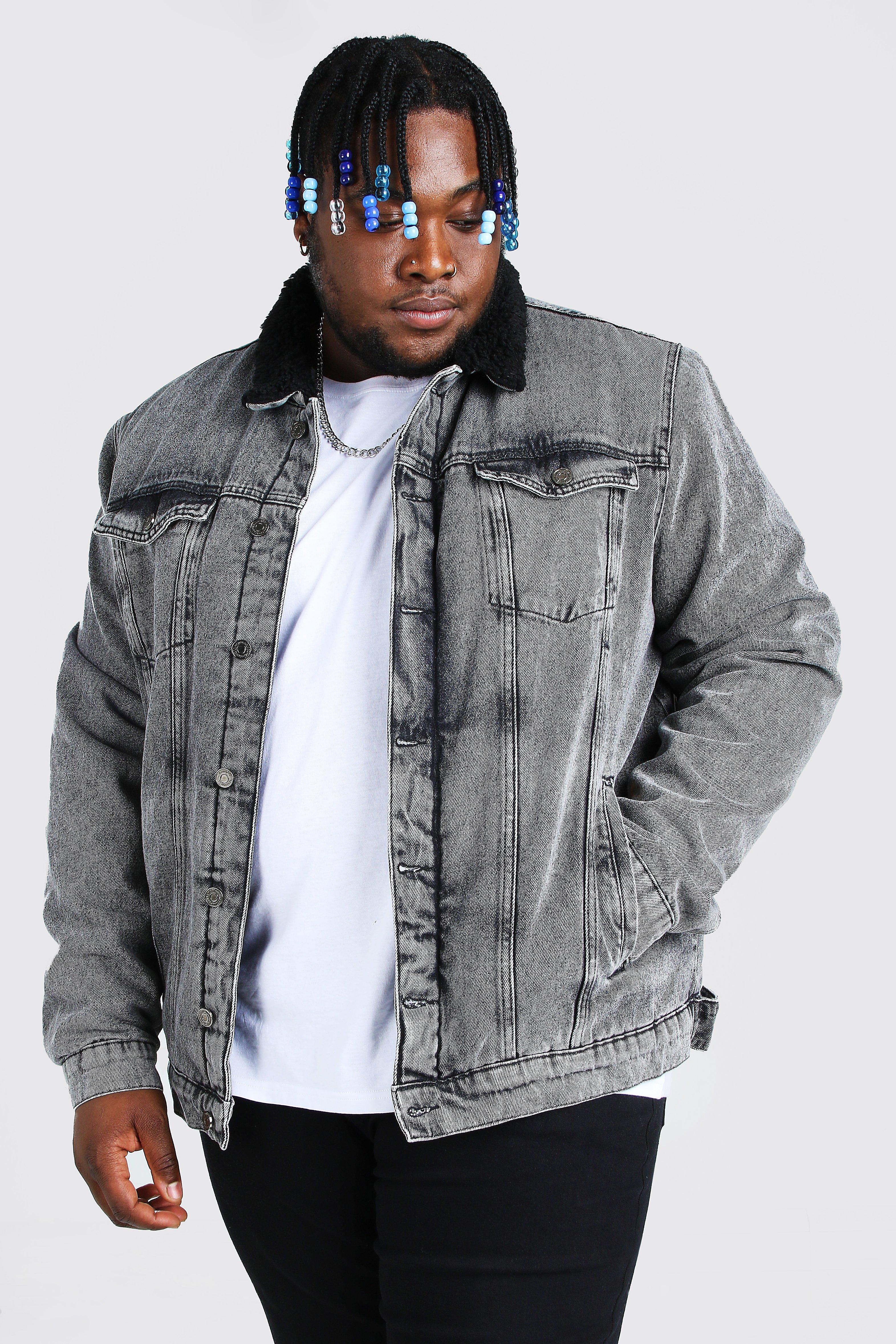 plus size borg denim jacket