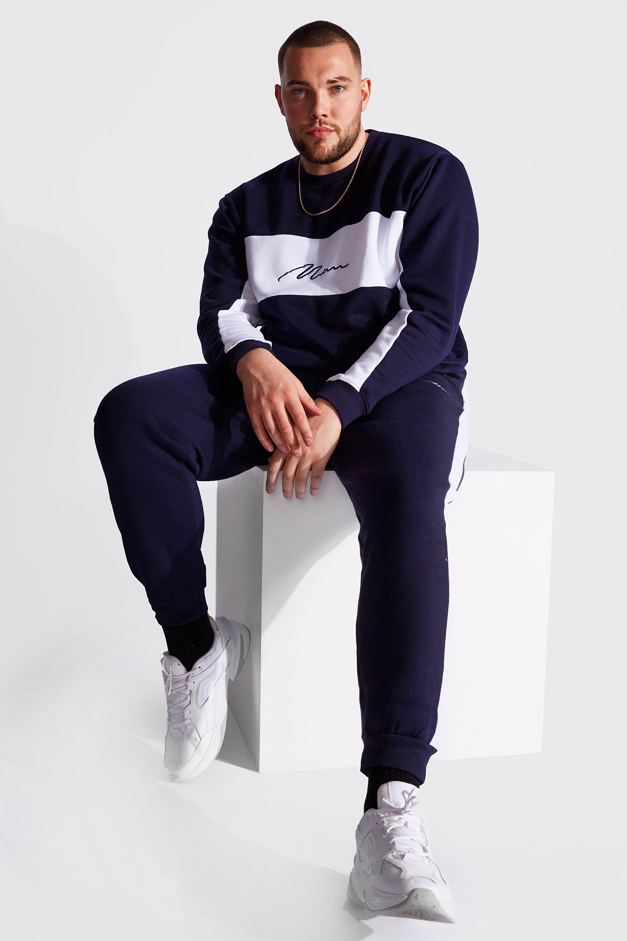 boohooman navy tracksuit