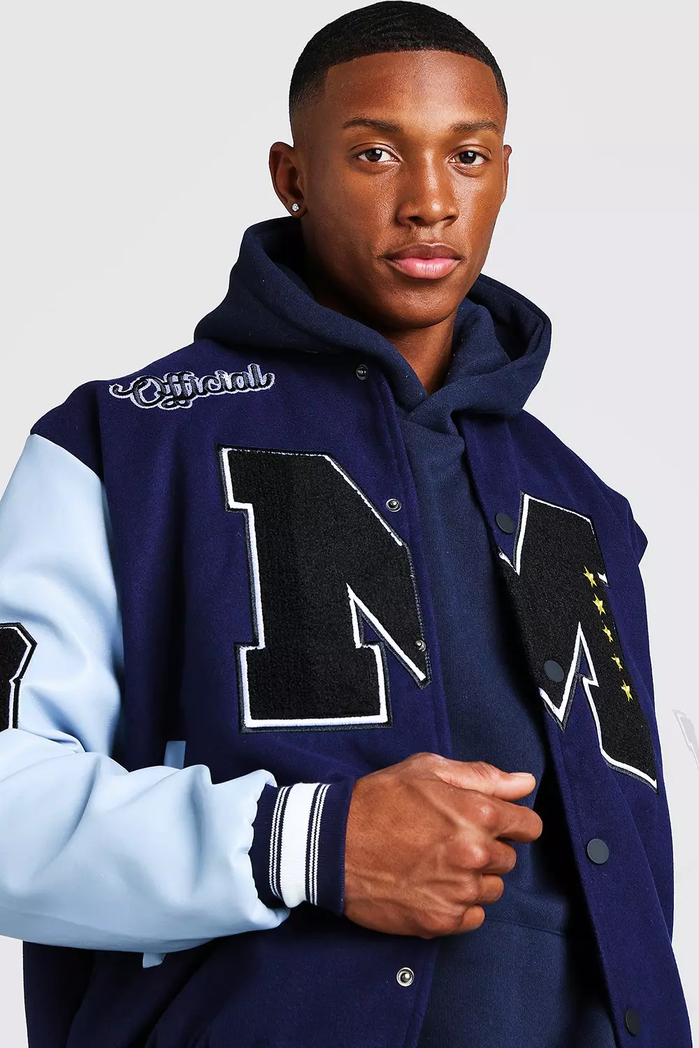 Varsity bomber jacket with patch