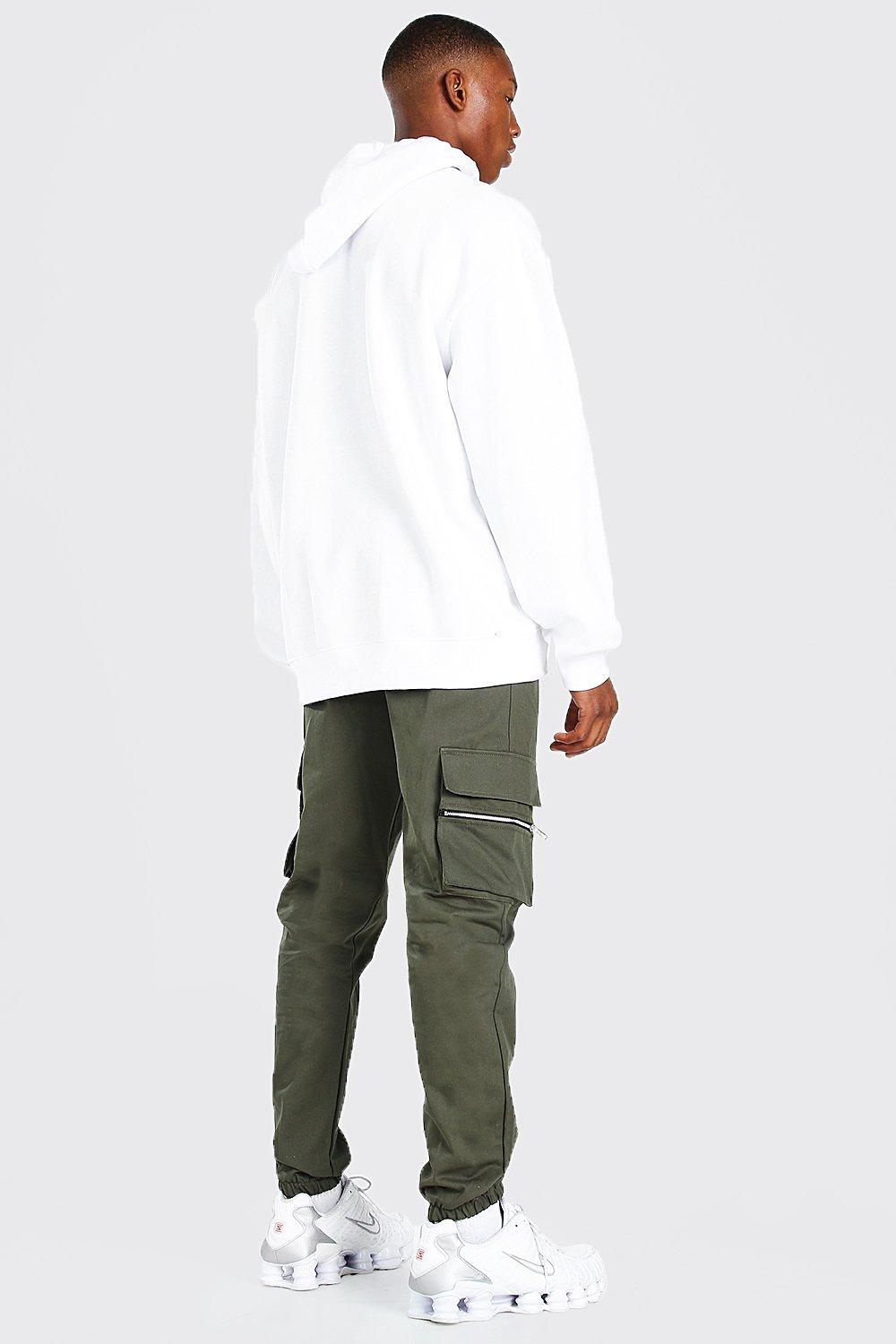 dual pocket zip cargo twill pants