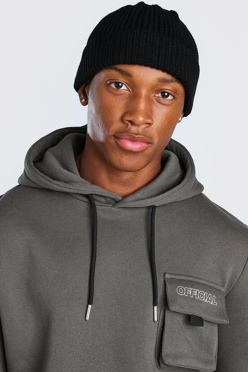 black mini fisherman beanie