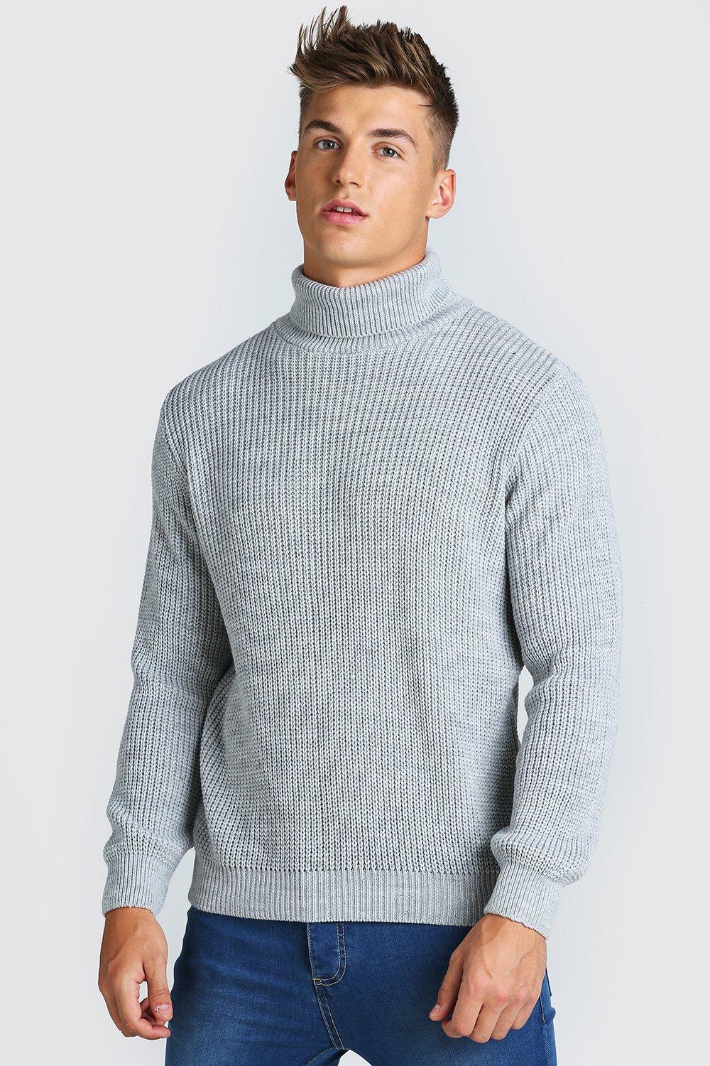 chunky grey roll neck jumper