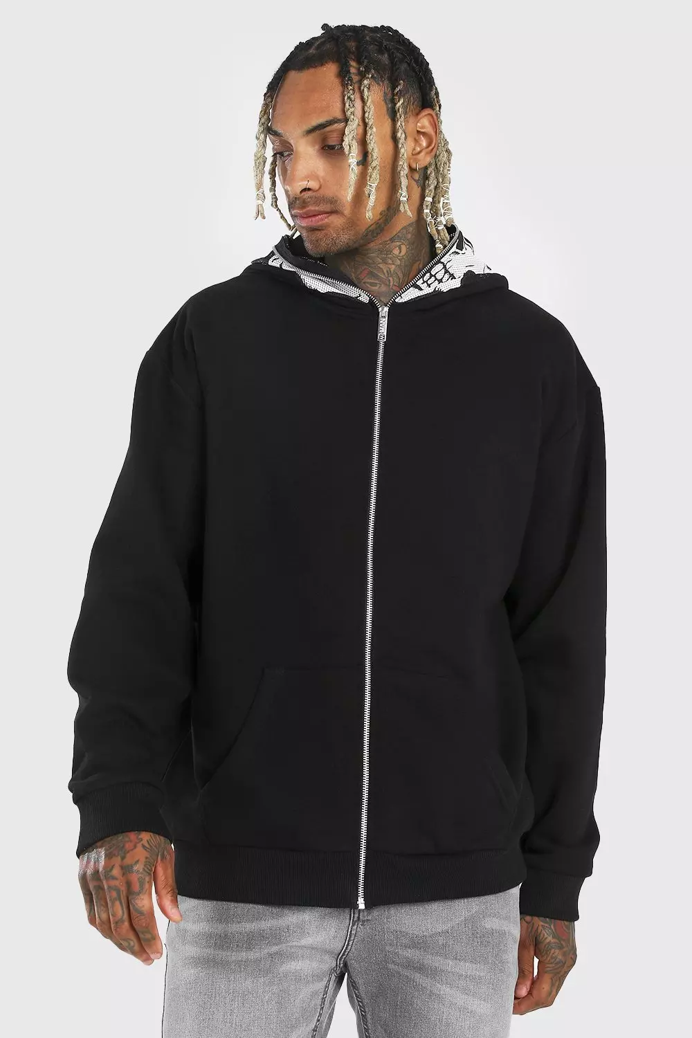 Regular Fit Zip-through hoodie - Black - Men