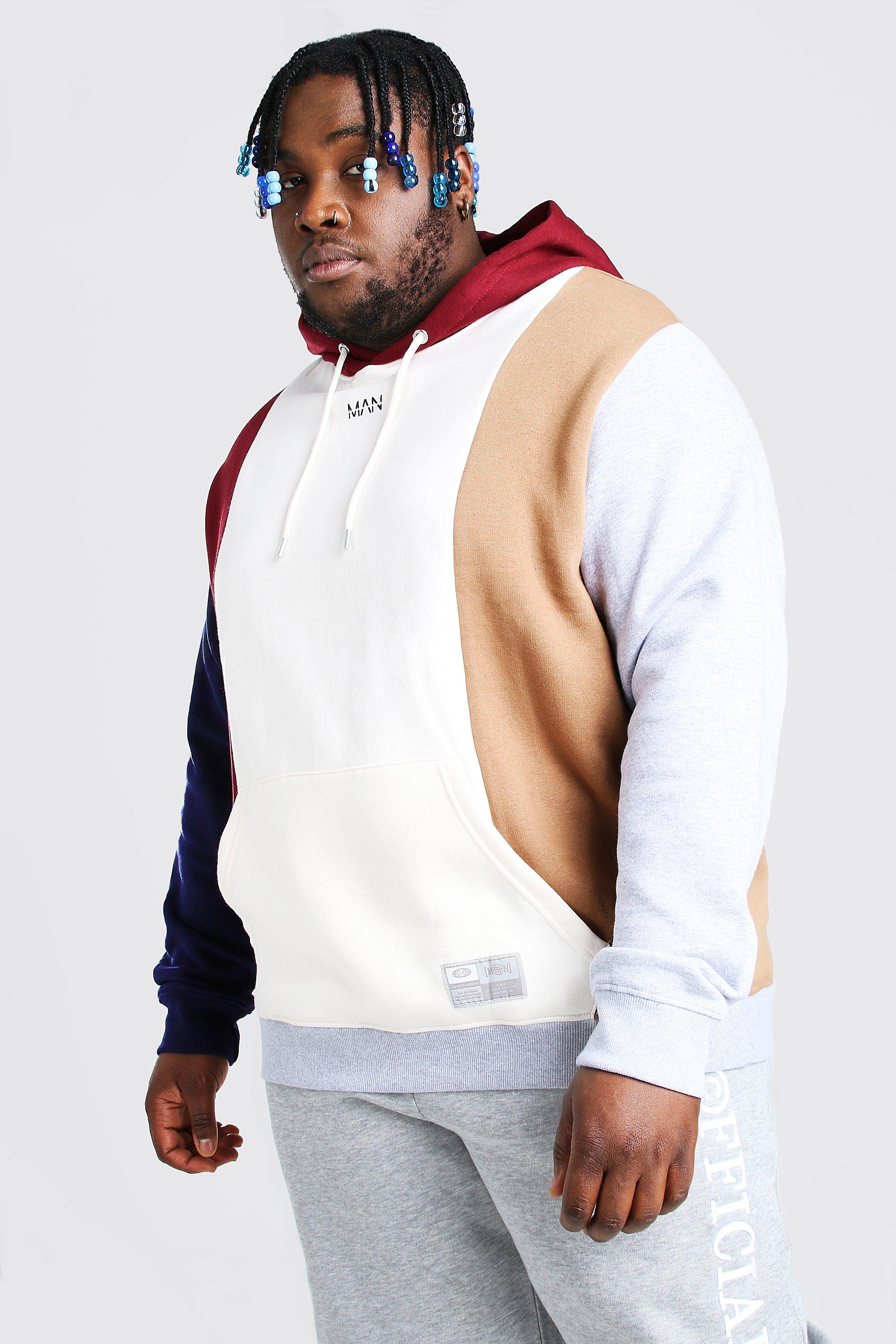 plus size color block hoodie