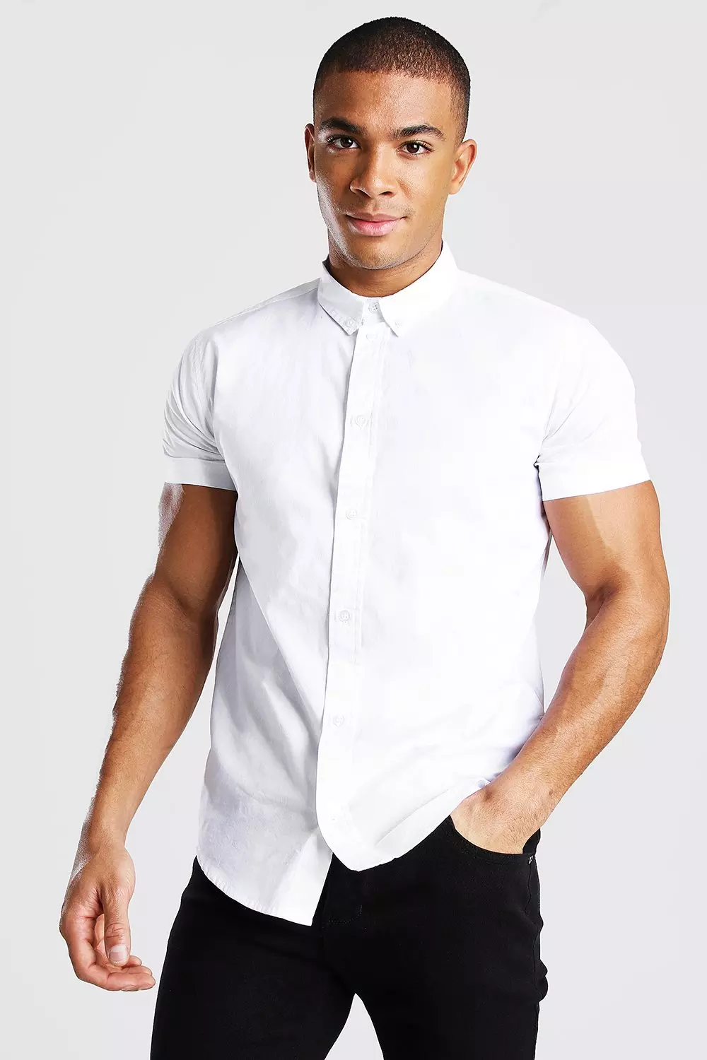 Short Sleeve Cotton Poplin Shirt | boohooMAN USA