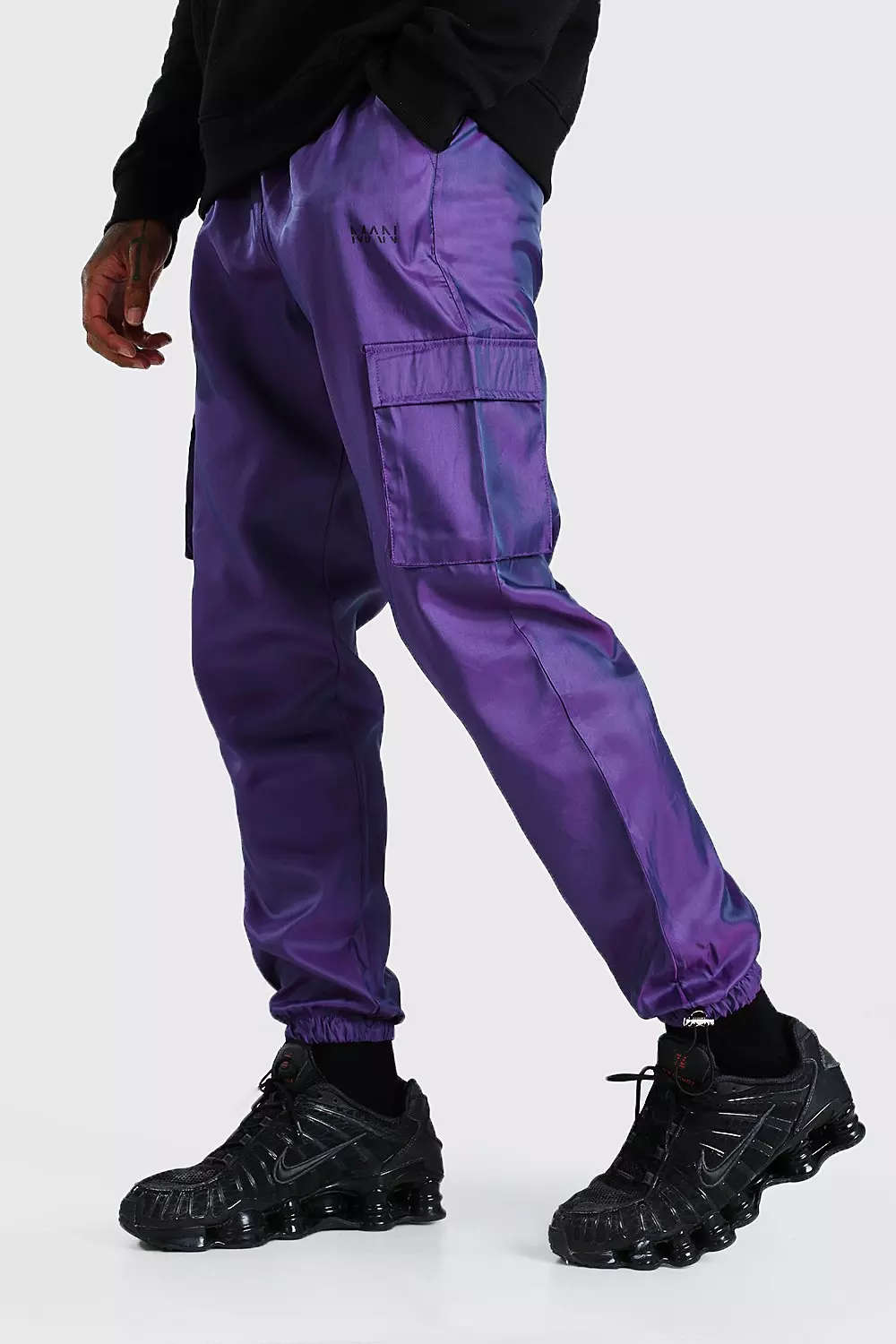 Black And Purple Cargo Pants