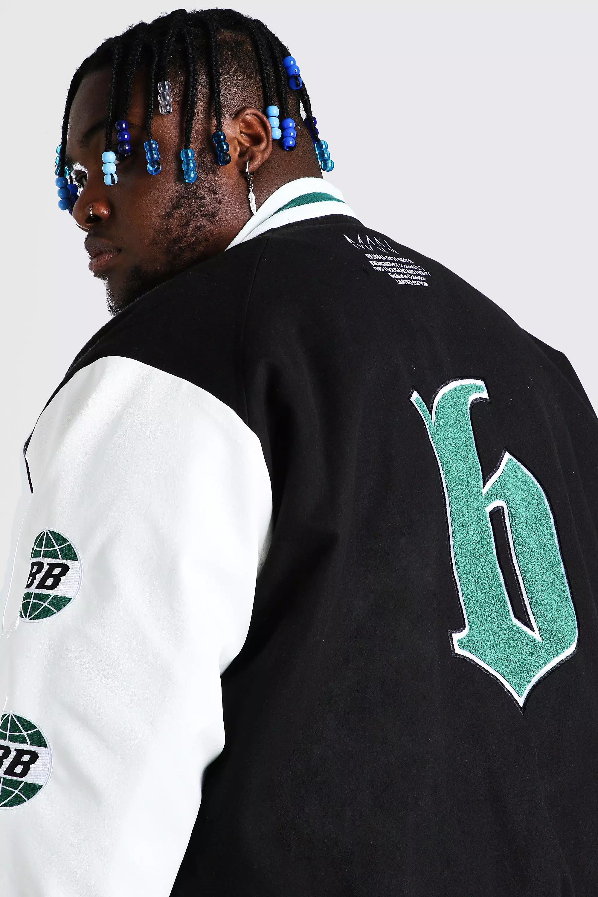 Burna Boy Varsity Bomber Jacket With PU Sleeves