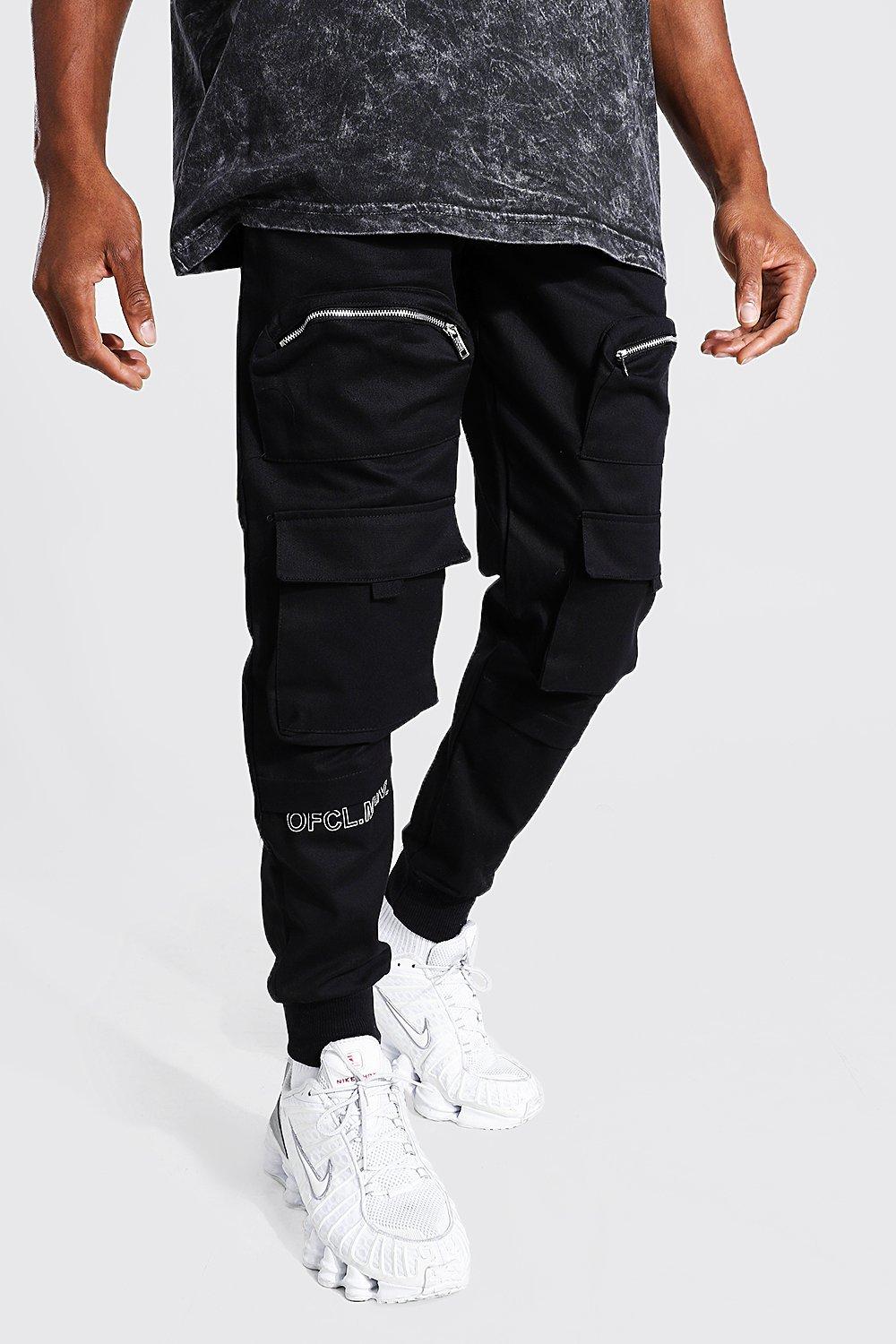 cuffed cargo pants black