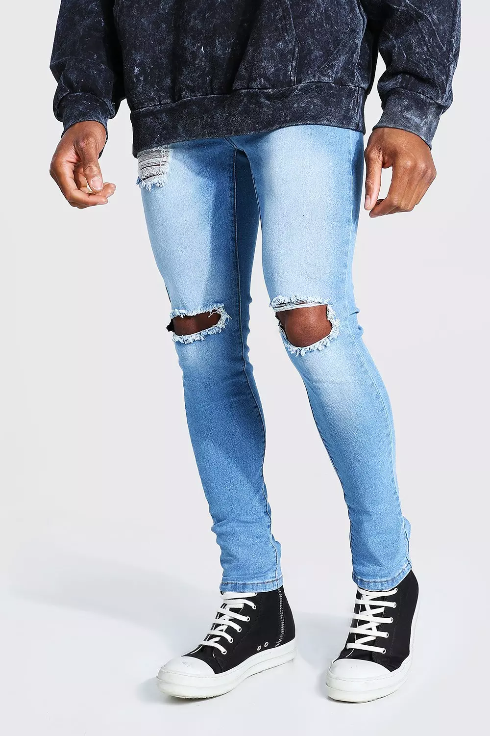 Super Skinny Bleached Distressed Jeans boohooMAN USA