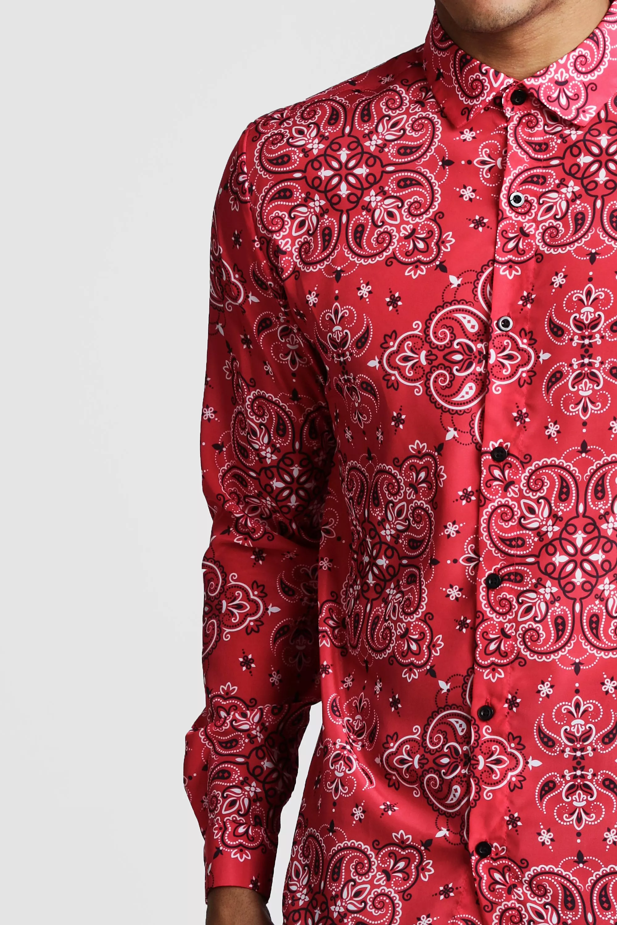 ASOS DESIGN oversized shirt in red bandana print - part of a set