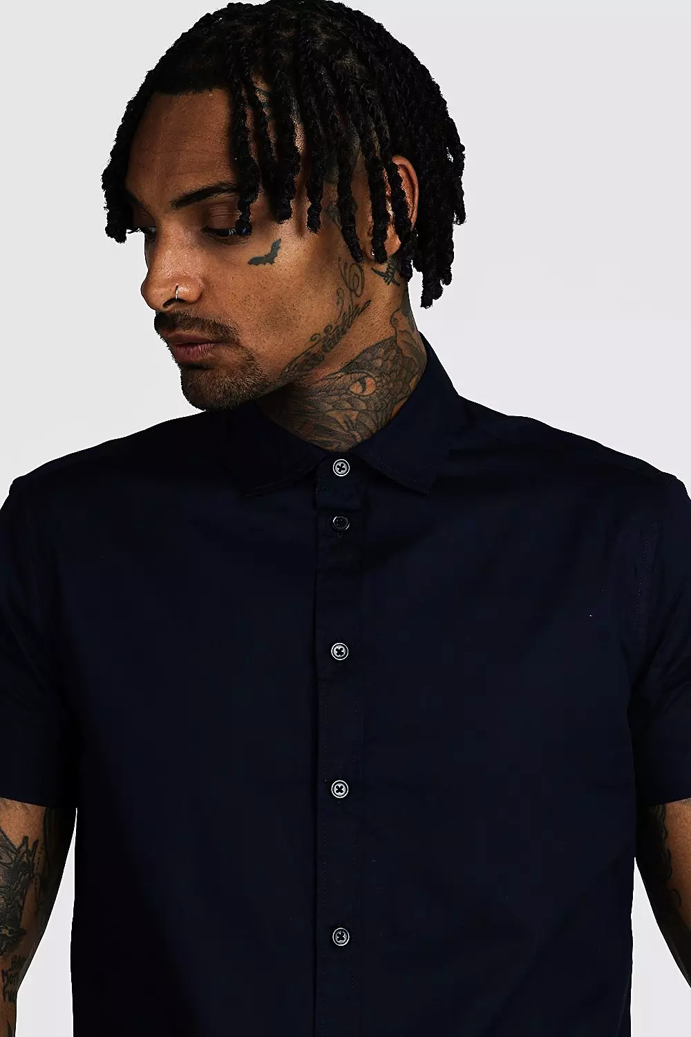 Cotton Poplin Shirt In Short Sleeve | boohooMAN USA