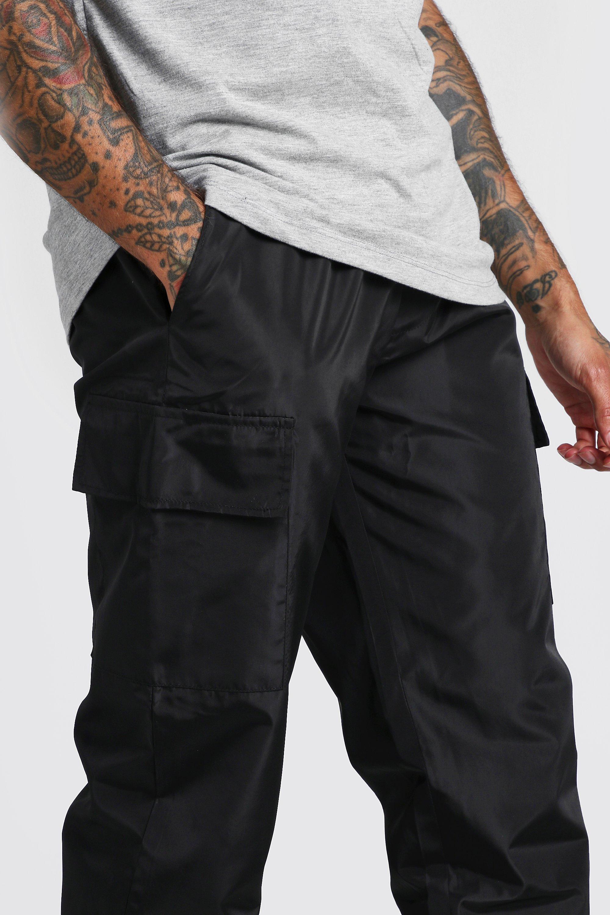 black nylon cargo pants