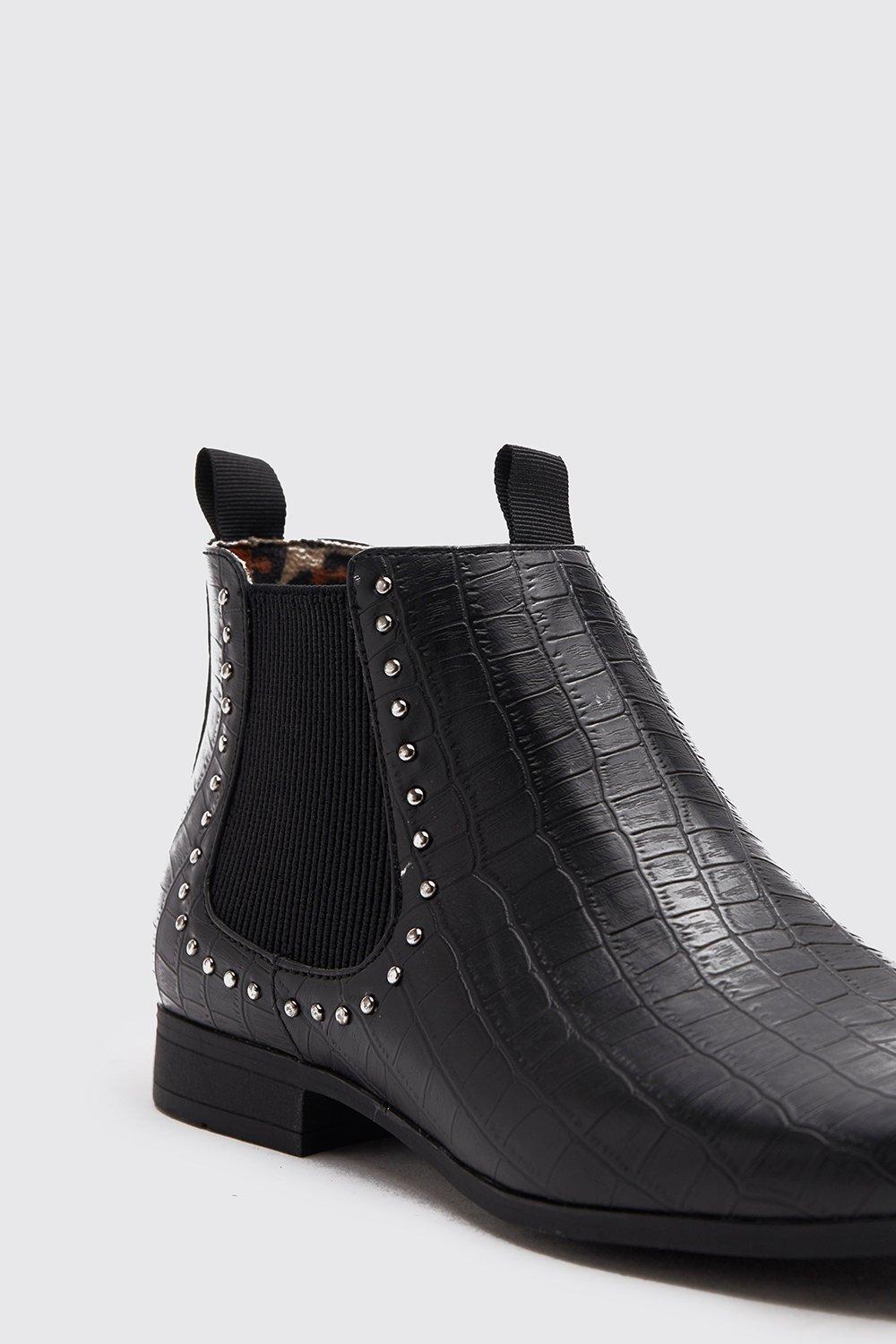 leather studded chelsea boots