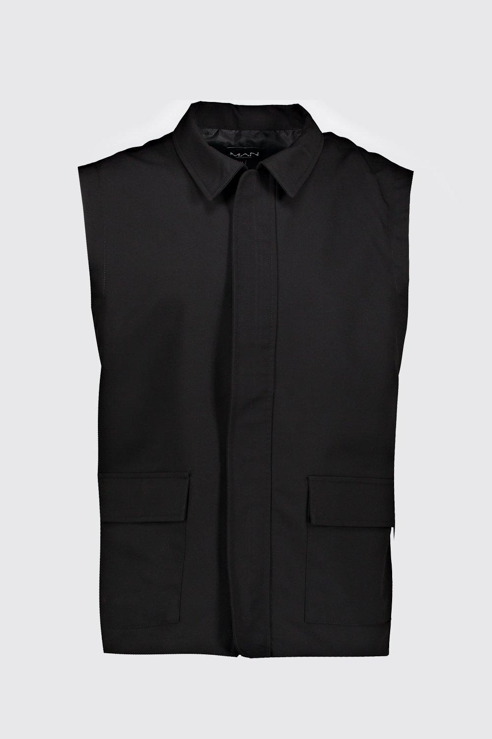 

Приталенная куртка-рубашка без рукавов MAN Design, Black