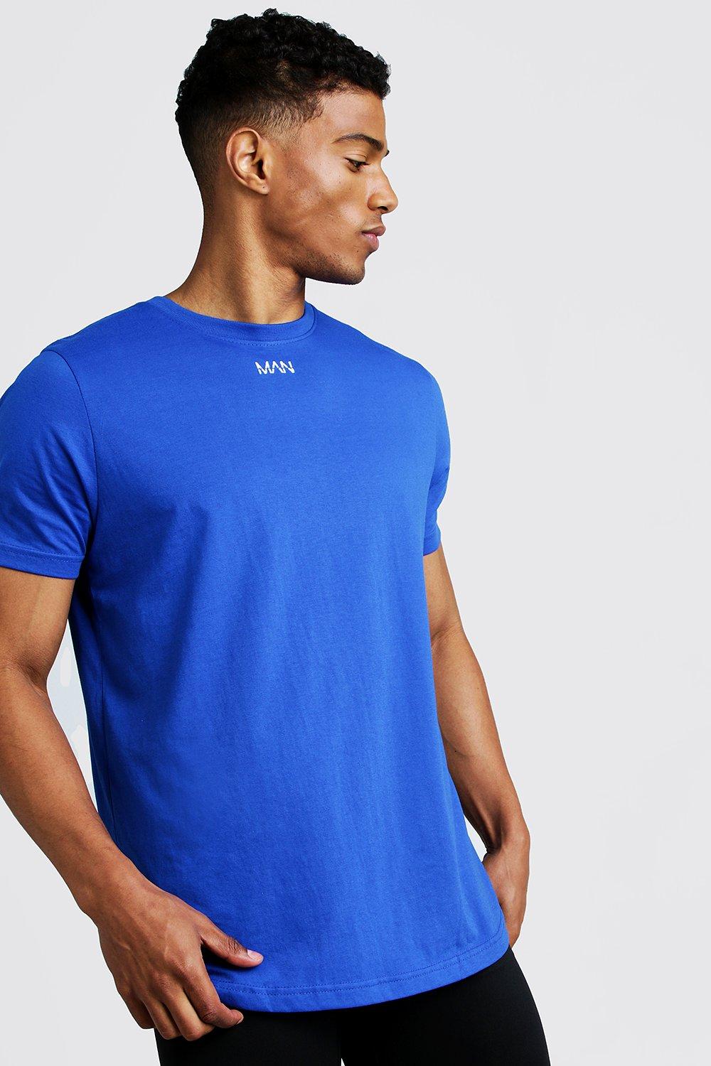 

Футболка MAN с короткими рукавами и фигурным низом, Cobalt