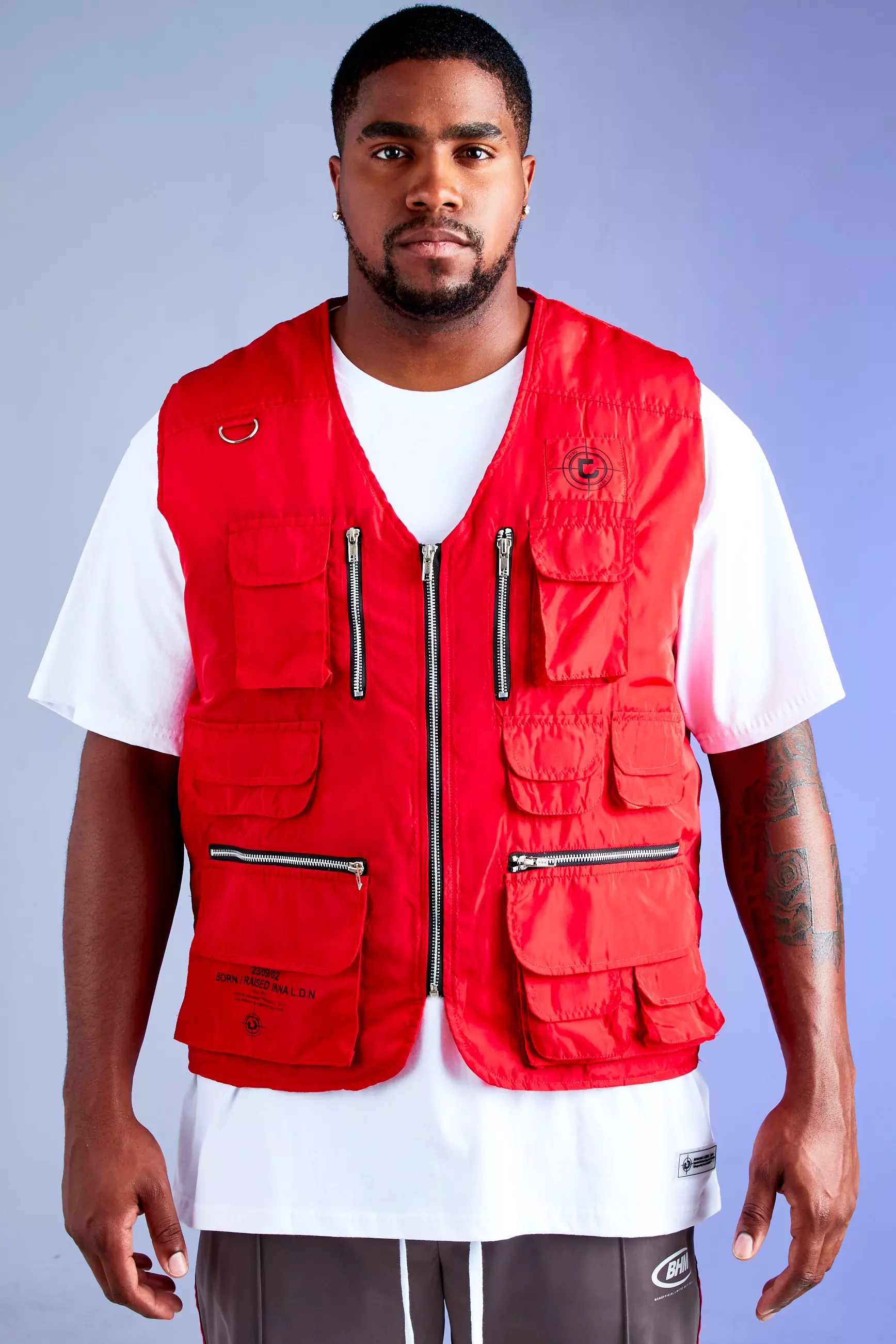 ASOS DESIGN lightweight utility vest with pockets in red