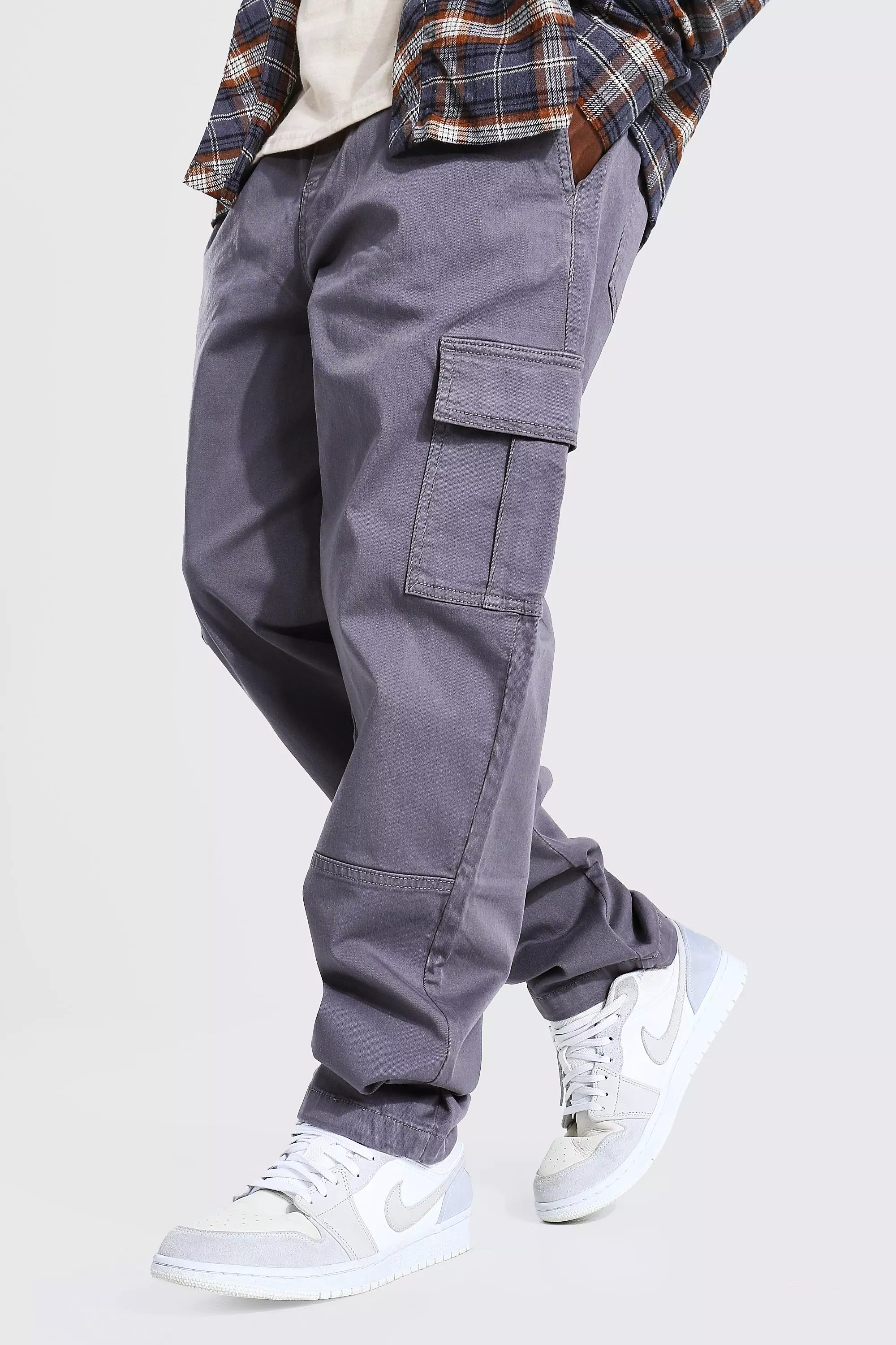 Elastic Waist Straight Leg Twill Cargo Pants