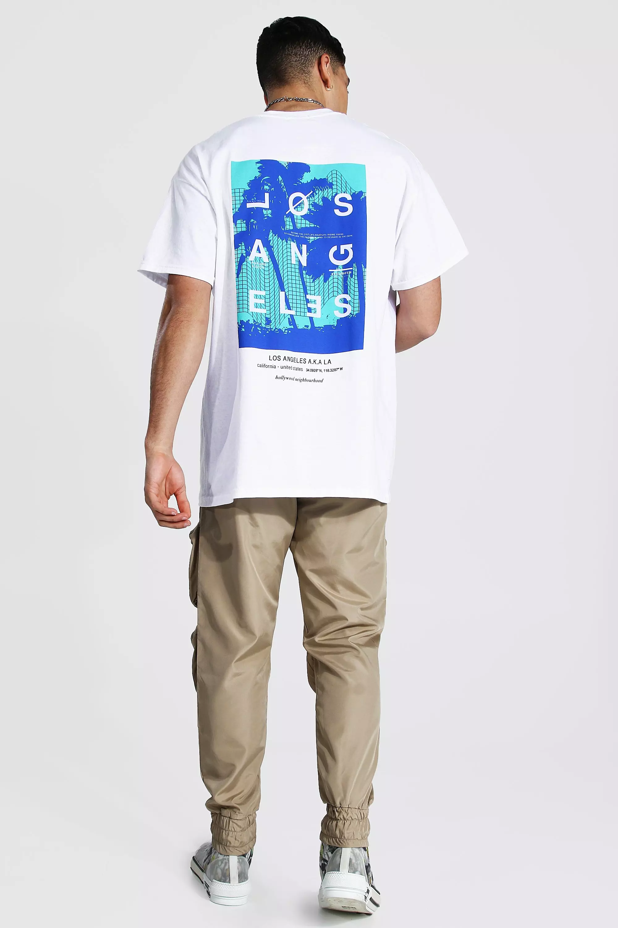 Oversized La Square Back Print T-shirt, boohooMAN UK