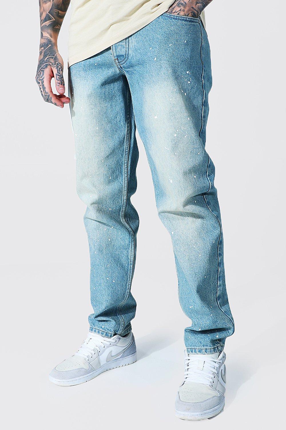 relaxed fit blue jeans