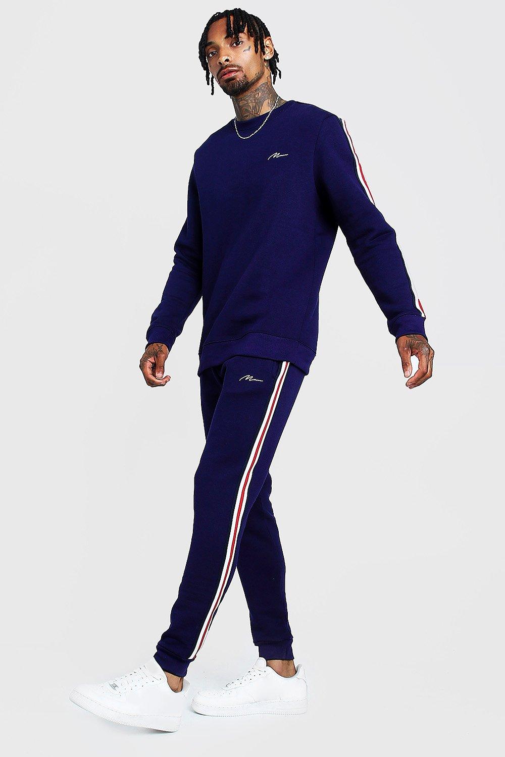 boohooman navy tracksuit