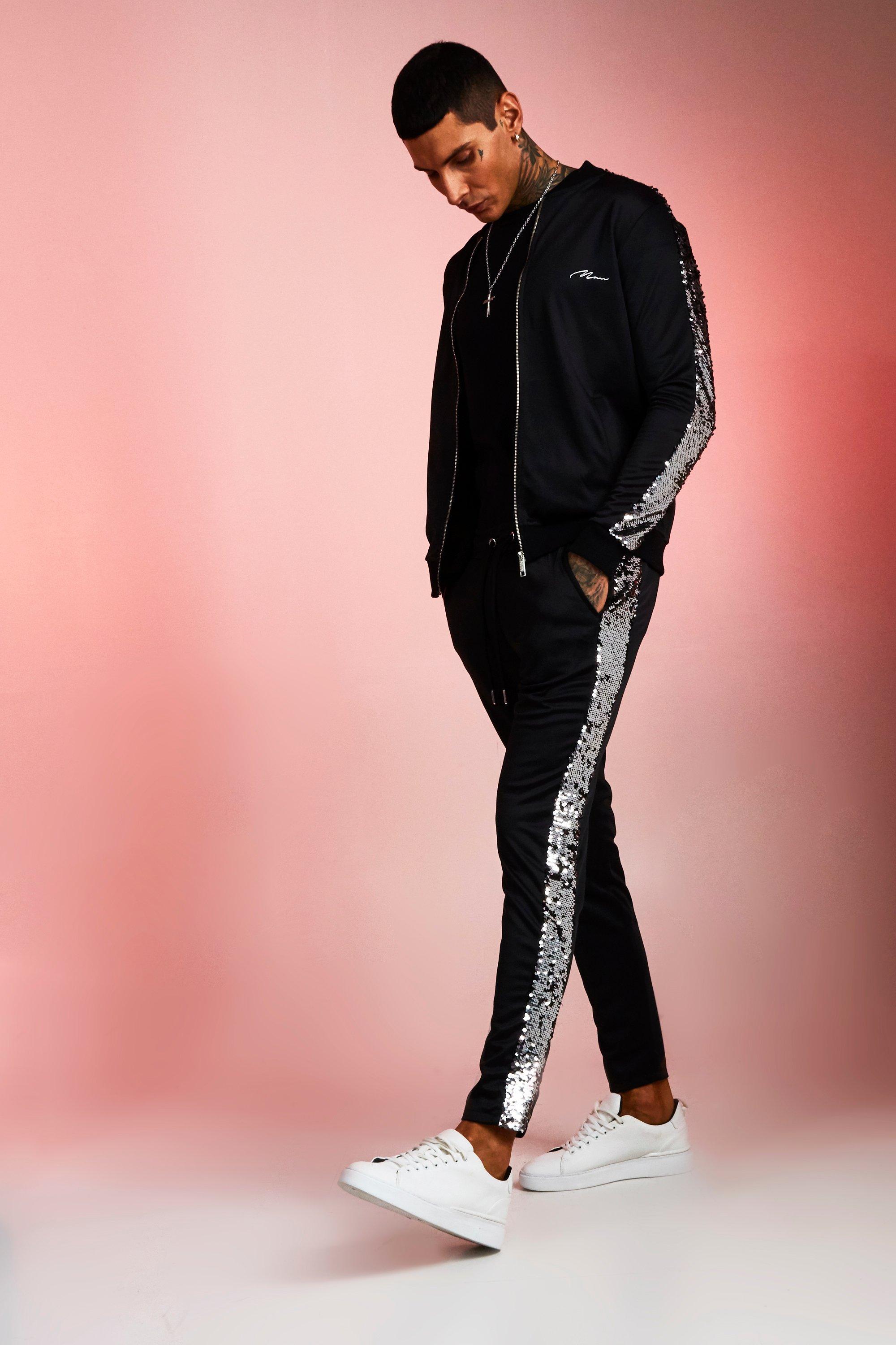 black sequin tracksuit