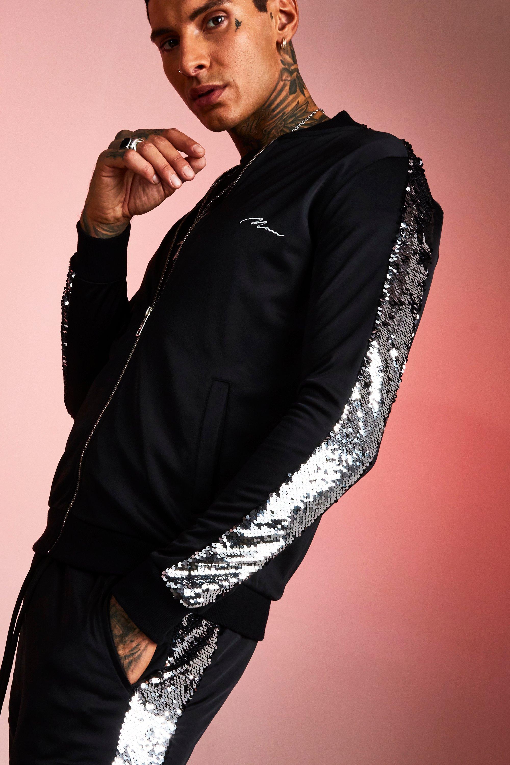 black sequin tracksuit