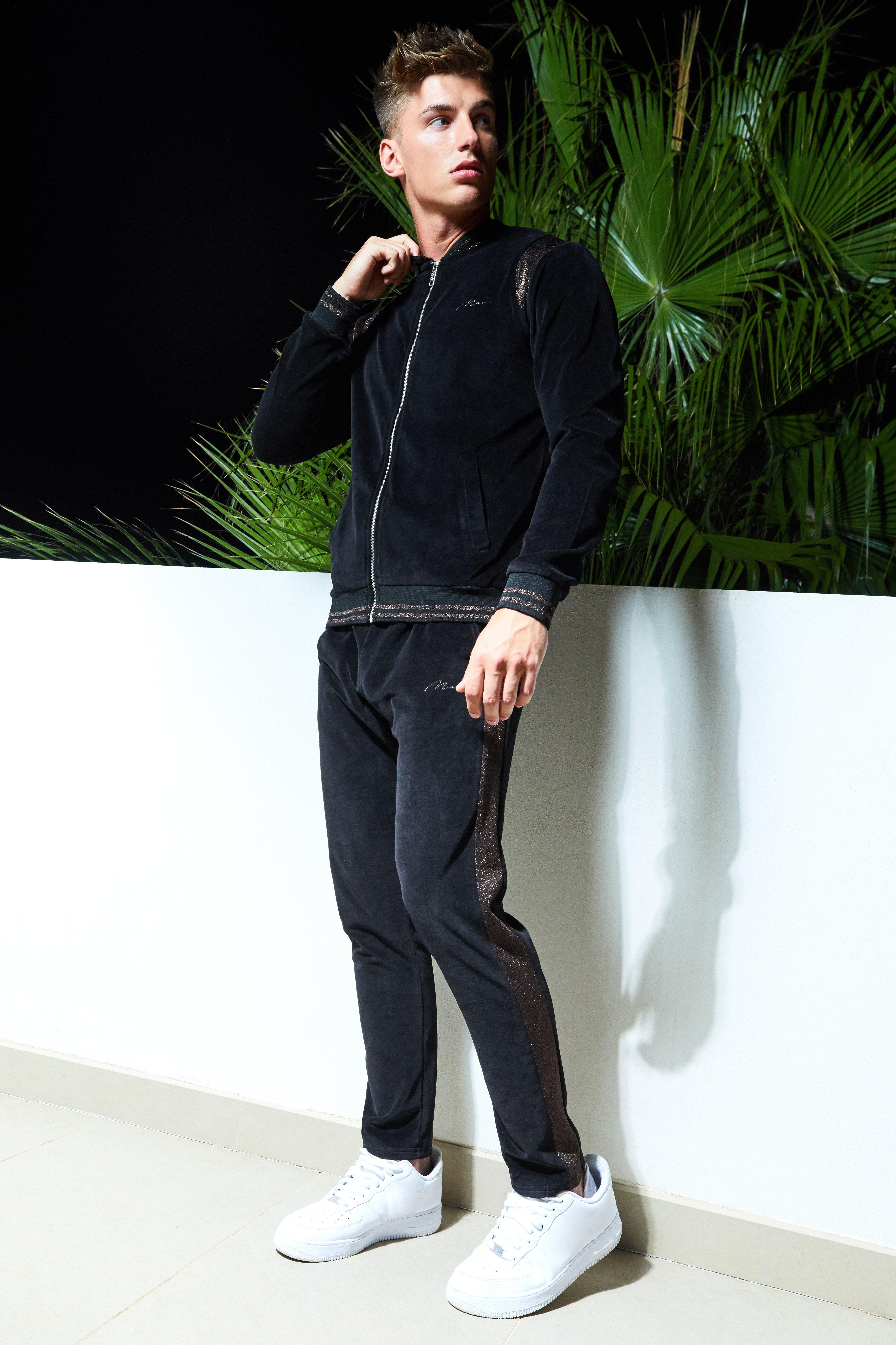 boohooman velour tracksuit