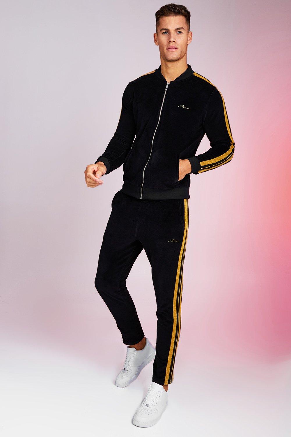 boohooman velour tracksuit