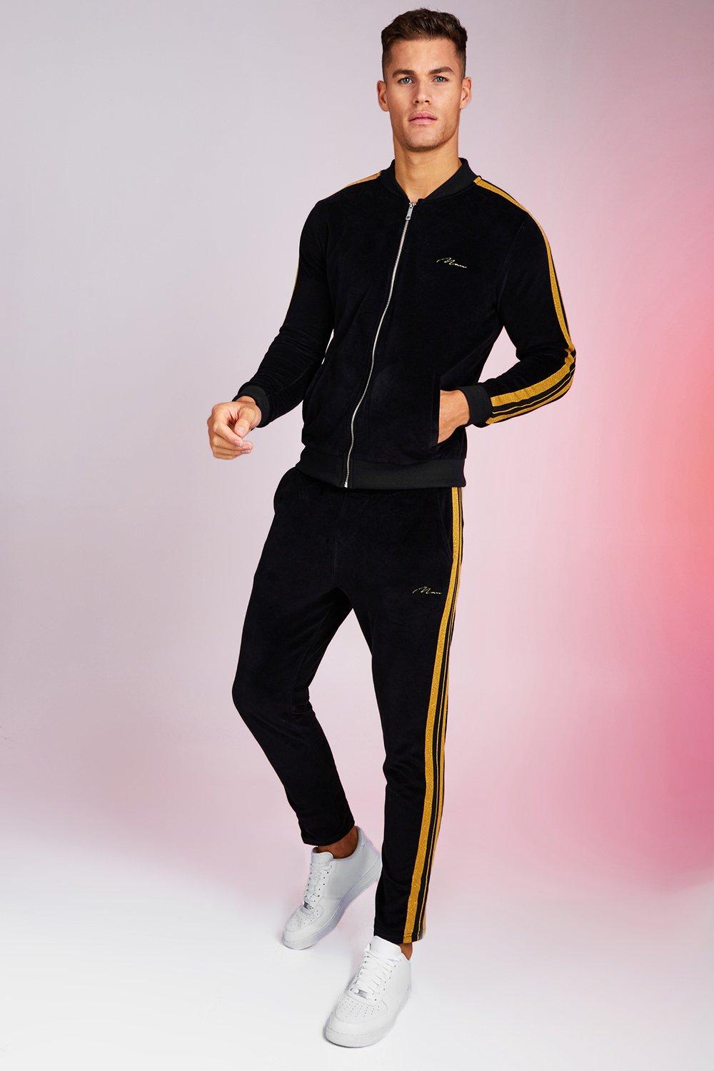 gold velour tracksuit