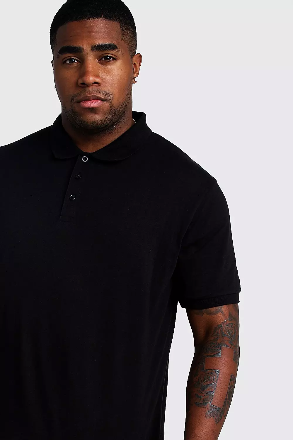 Plus size discount black polo shirt