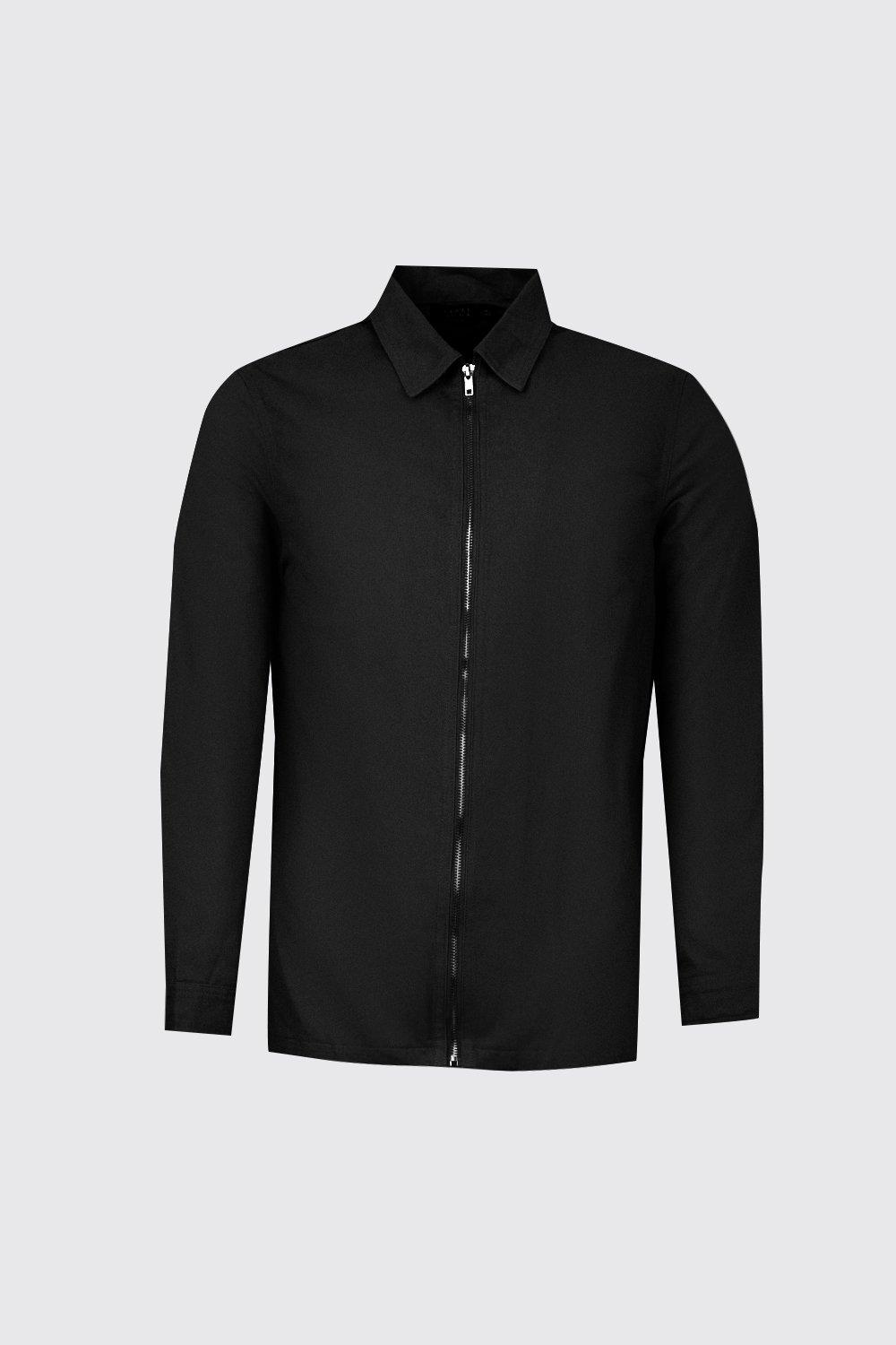 

Хлопковая верхняя рубашка на молнии, Black