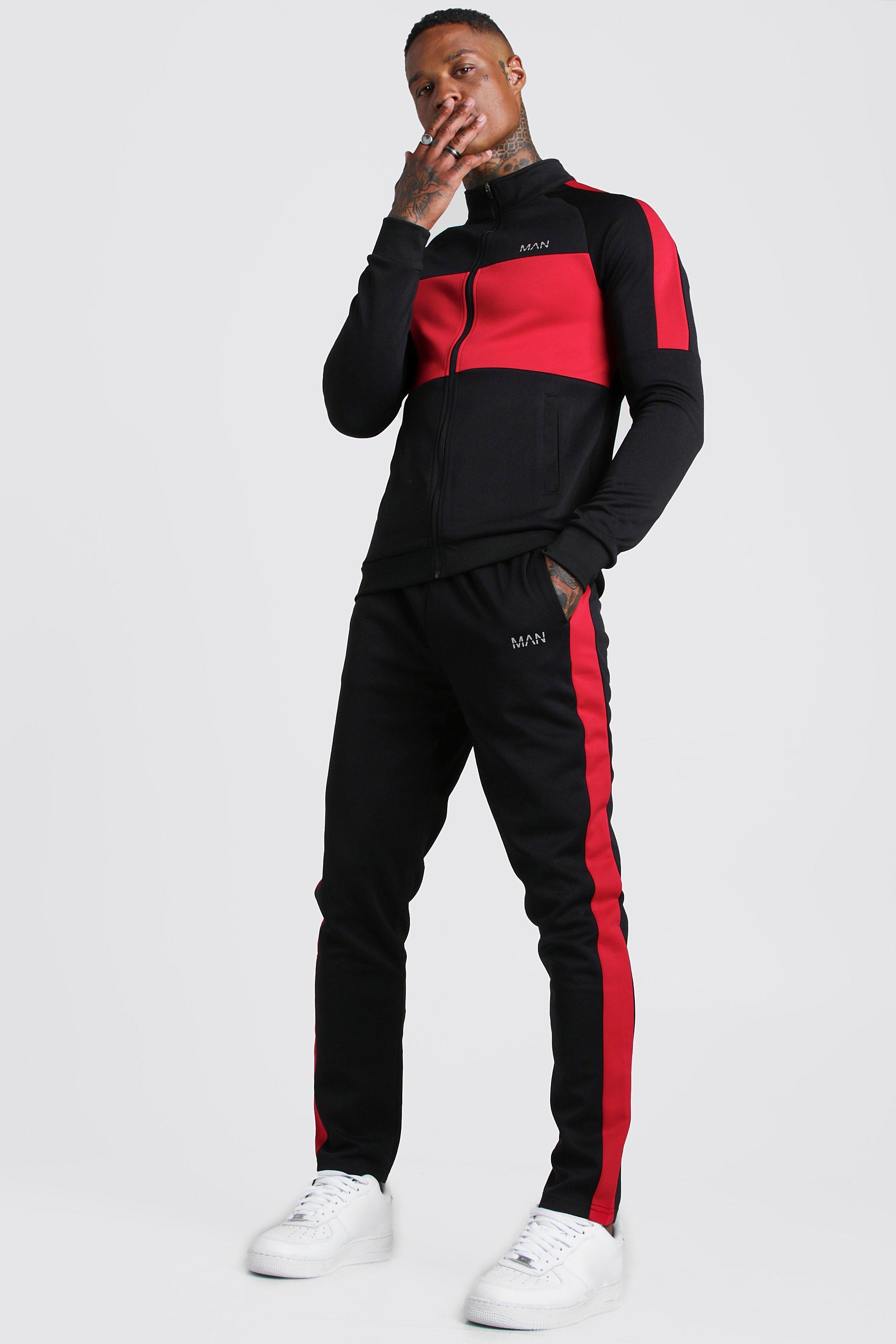 red colour tracksuit