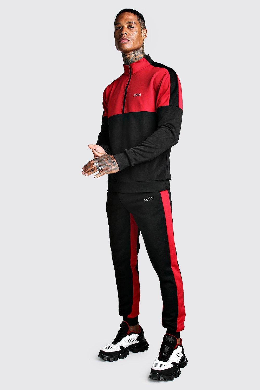 

Красный спортивный костюм скинни MAN с разноцветными вставками, Black