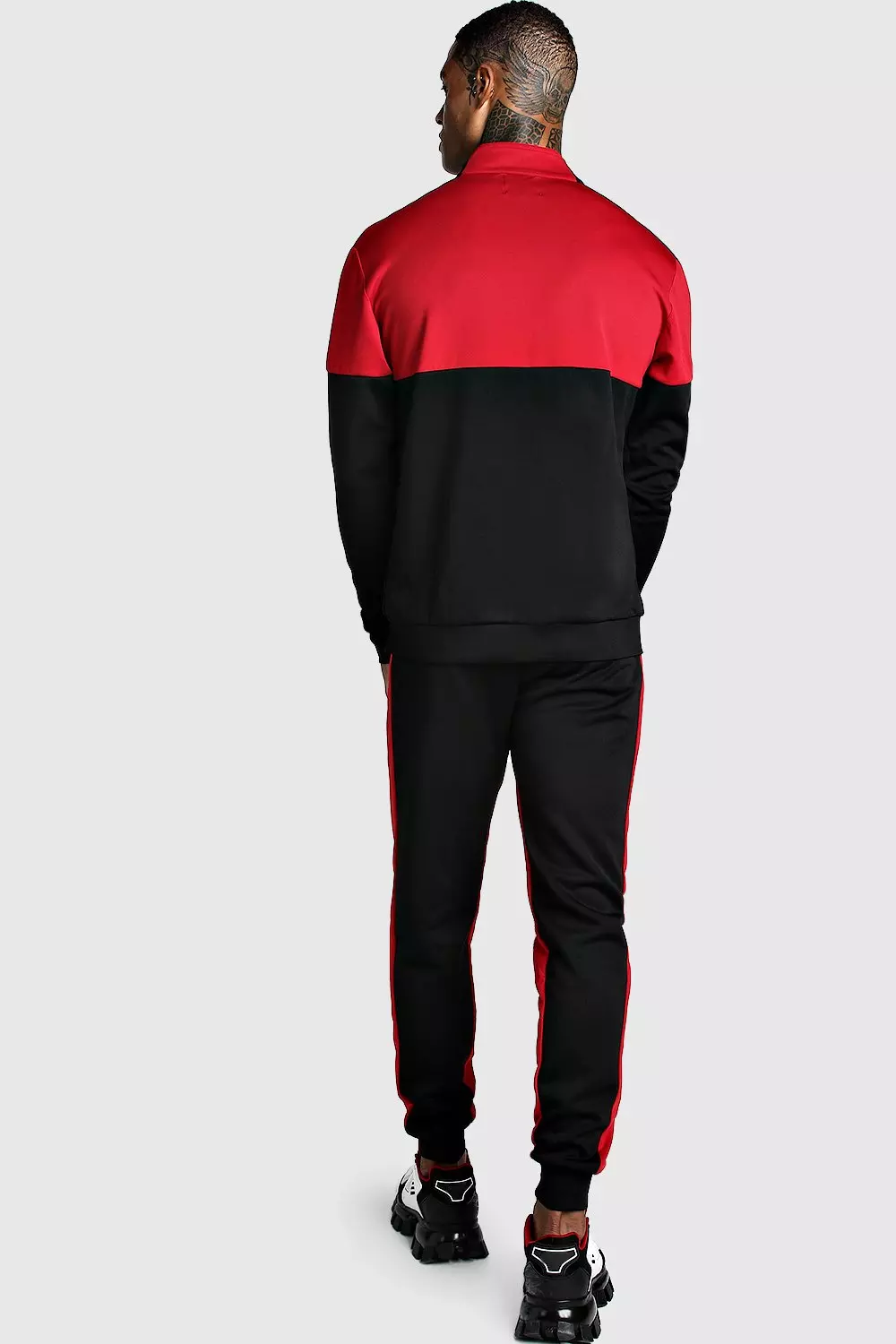 Red nike cheap poly tracksuit